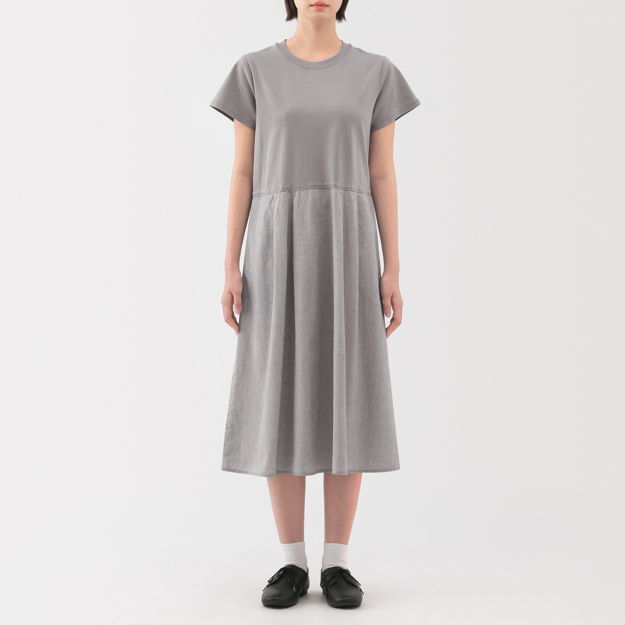 W'S COOL TOUCH S/SLV DRESS, GREY, S