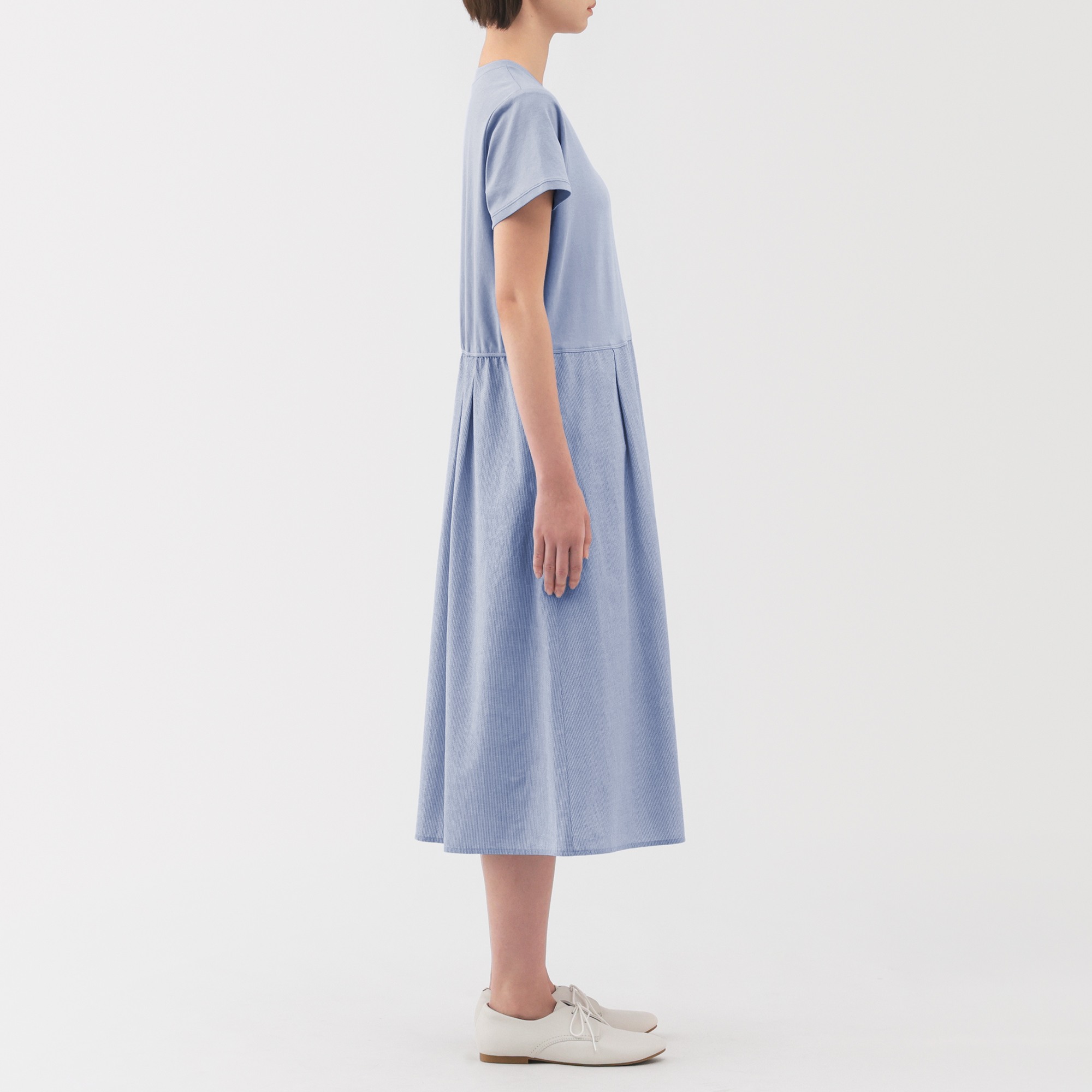 W'S COOL TOUCH S/SLV DRESS, WHITE, S