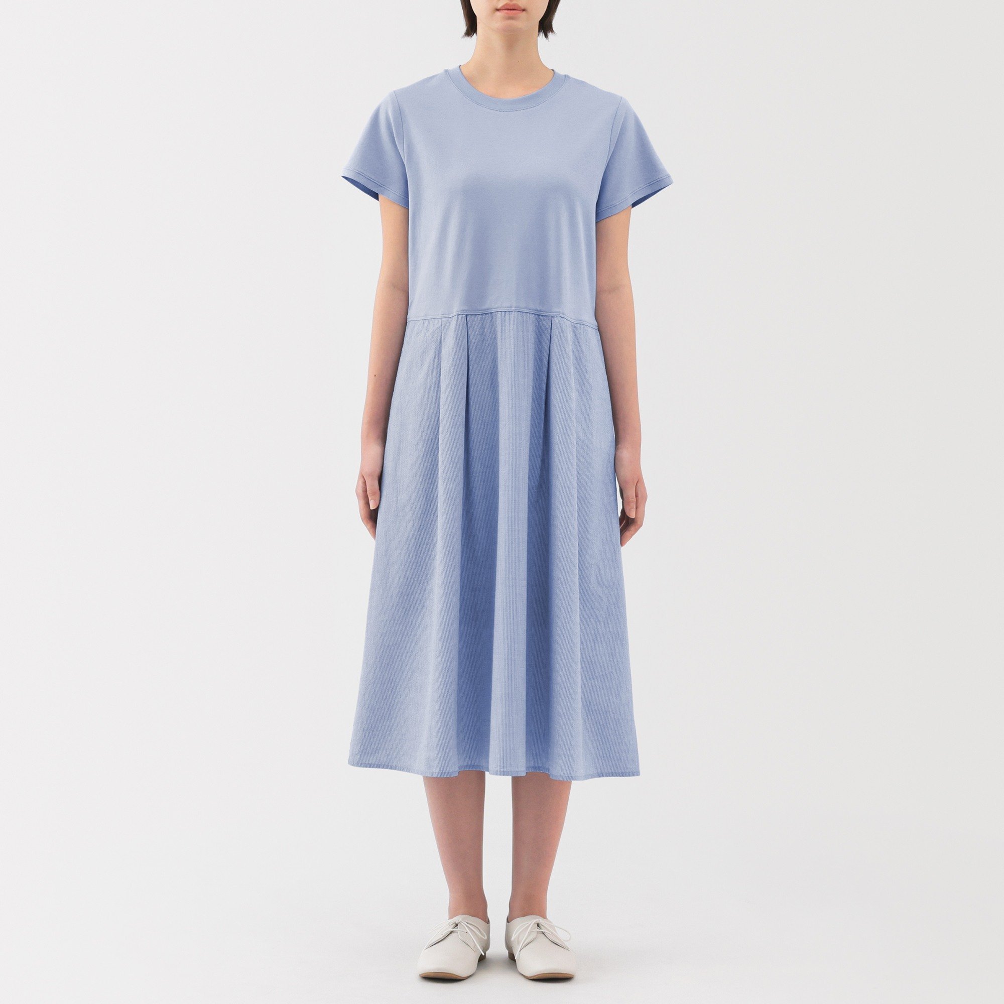 W'S COOL TOUCH S/SLV DRESS, WHITE, S
