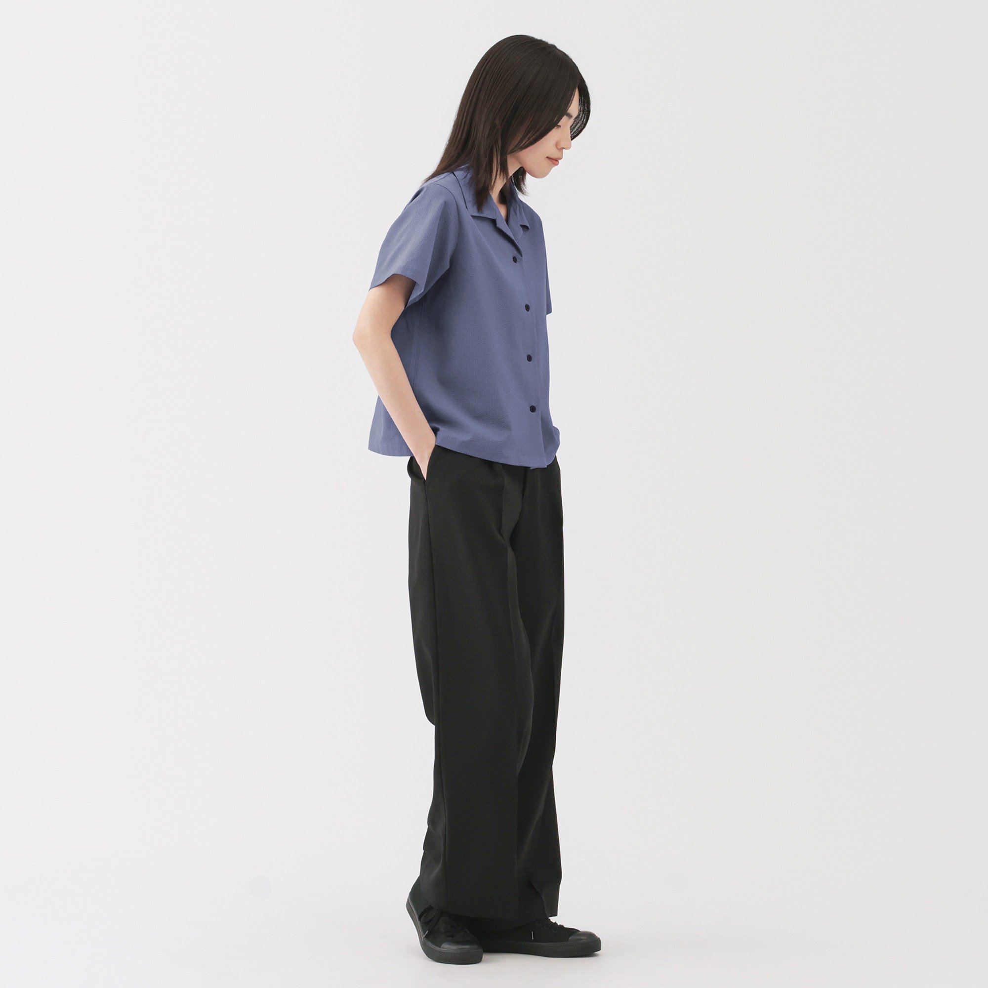 W's Breathable seersucker Open collar S/S shirt