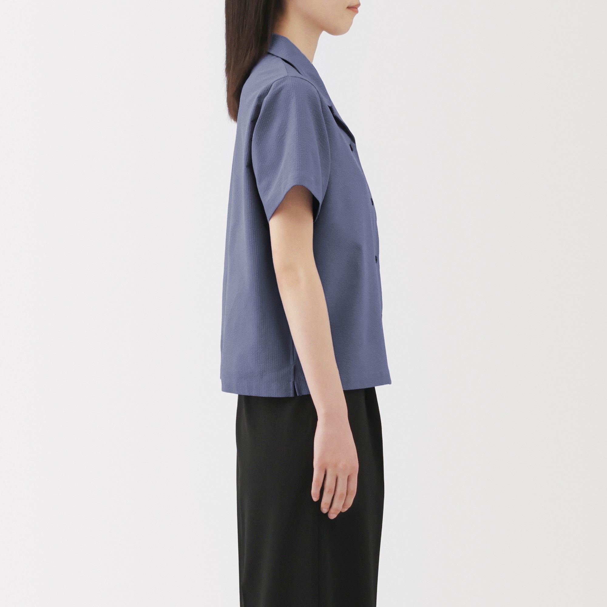 W's Breathable seersucker Open collar S/S shirt