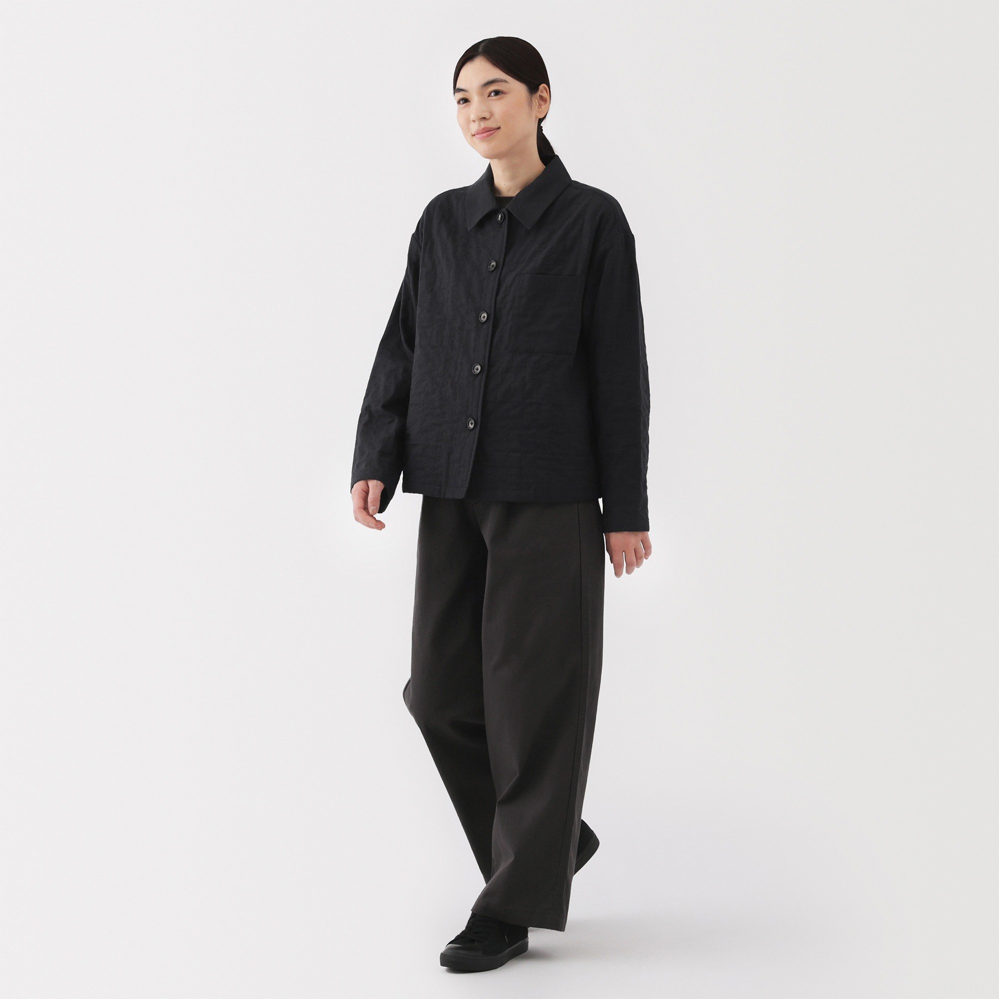 W's Kapok blend double gauze Quilted jacket
