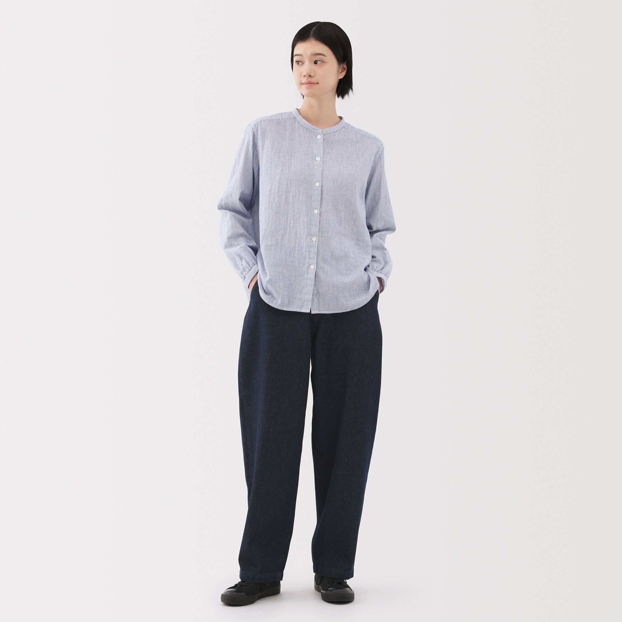 W's Kapok blend Denim wide tapered pants