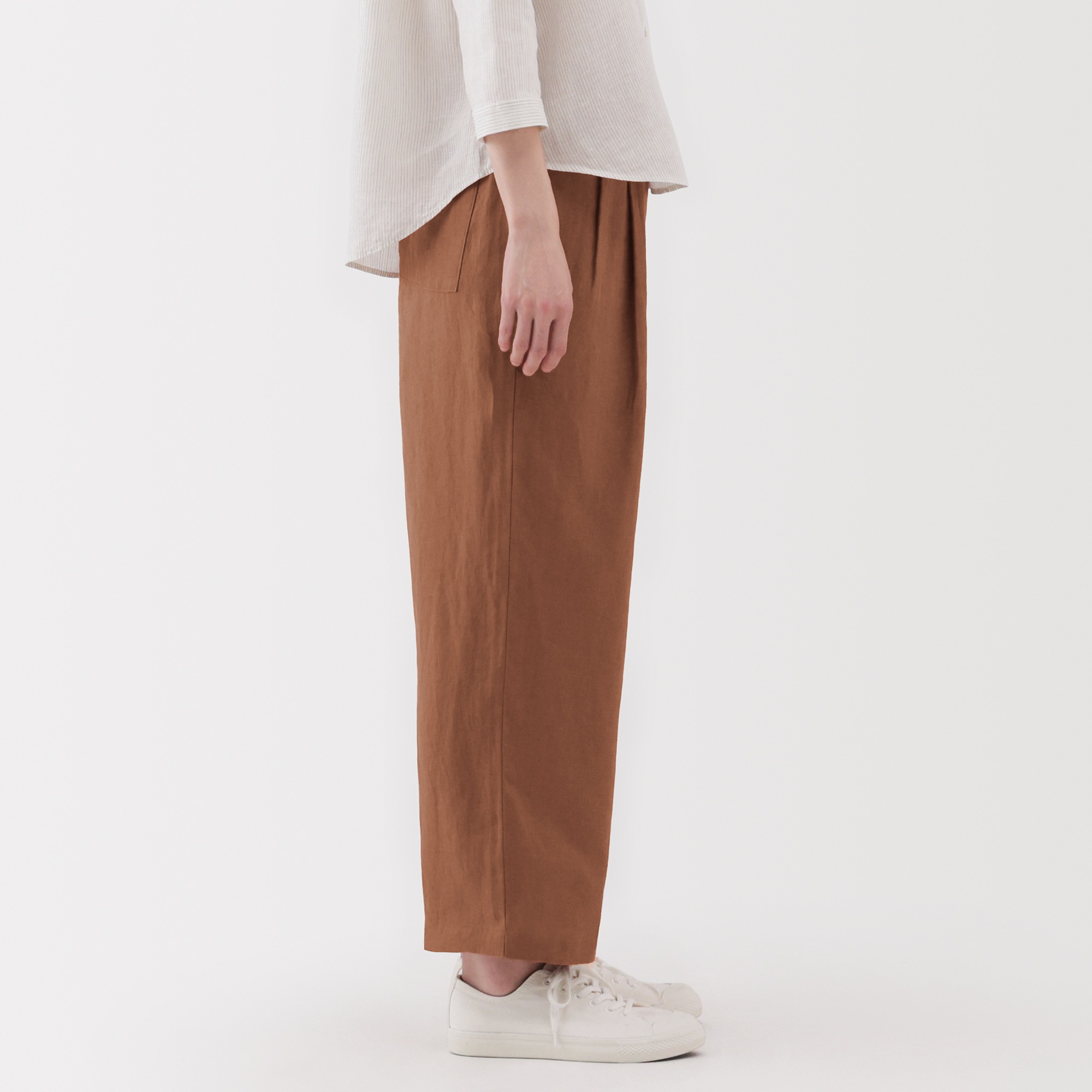 Washed linen Easy wide pants