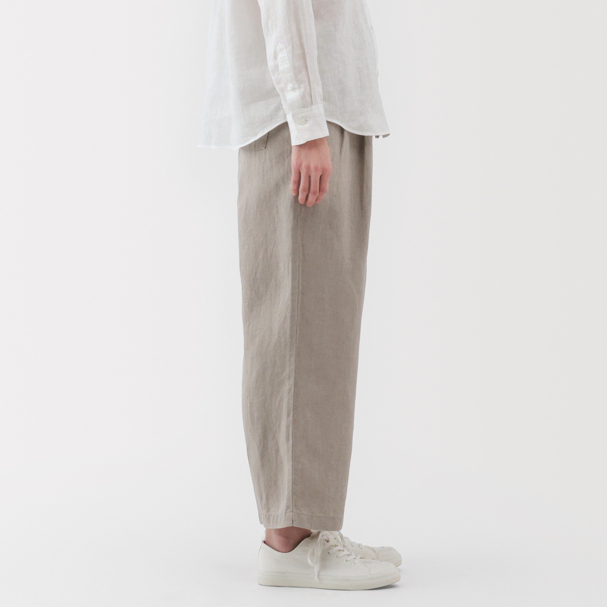 Washed linen Easy wide pants
