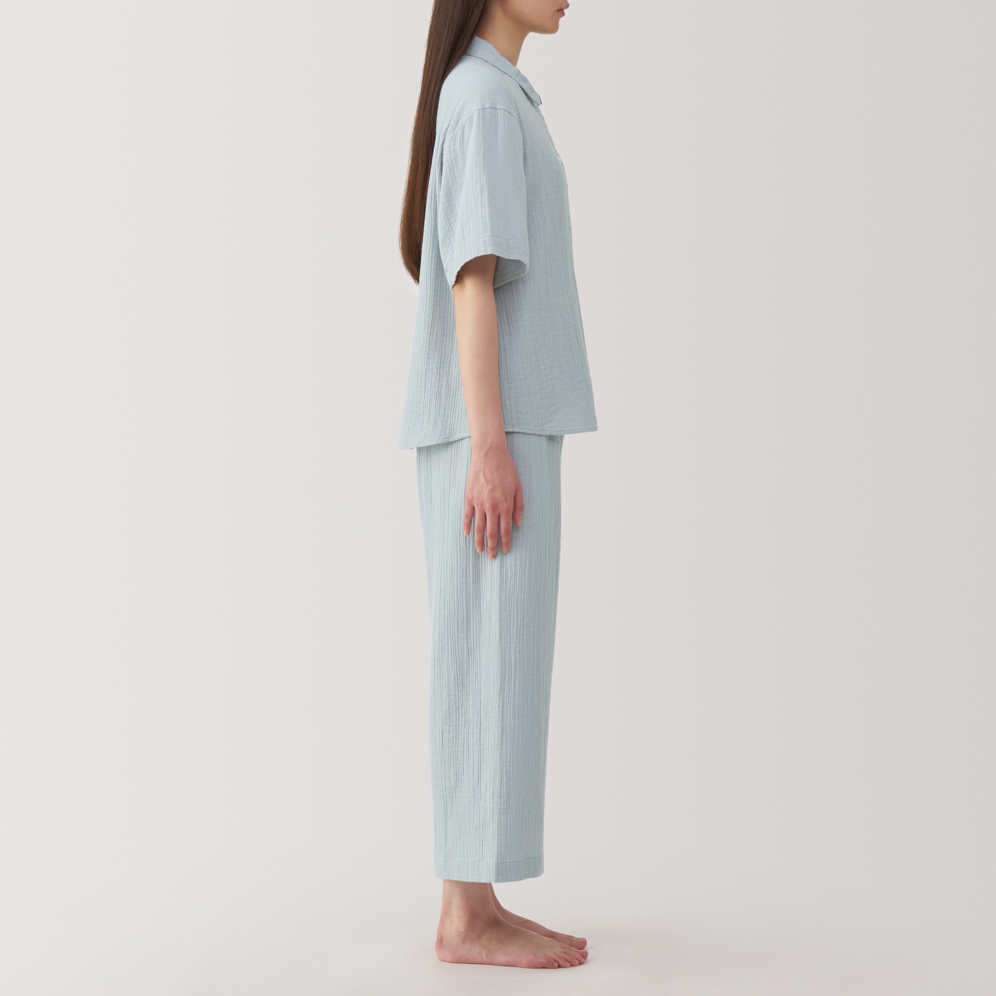 W's Side seamless crepe gauze half sleeve pajamas