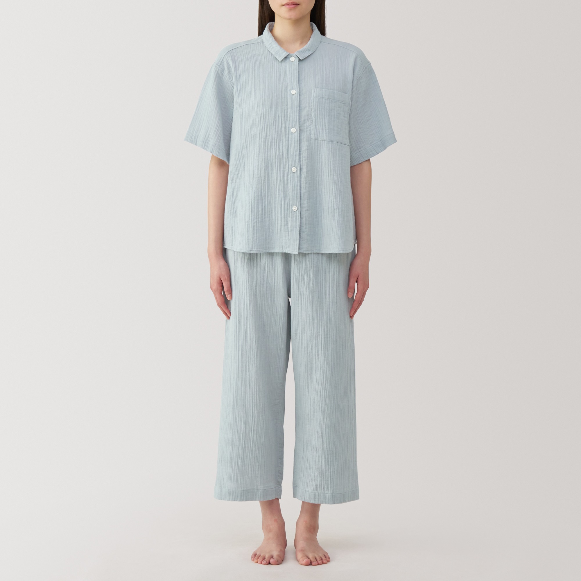 W's Side seamless crepe gauze half sleeve pajamas