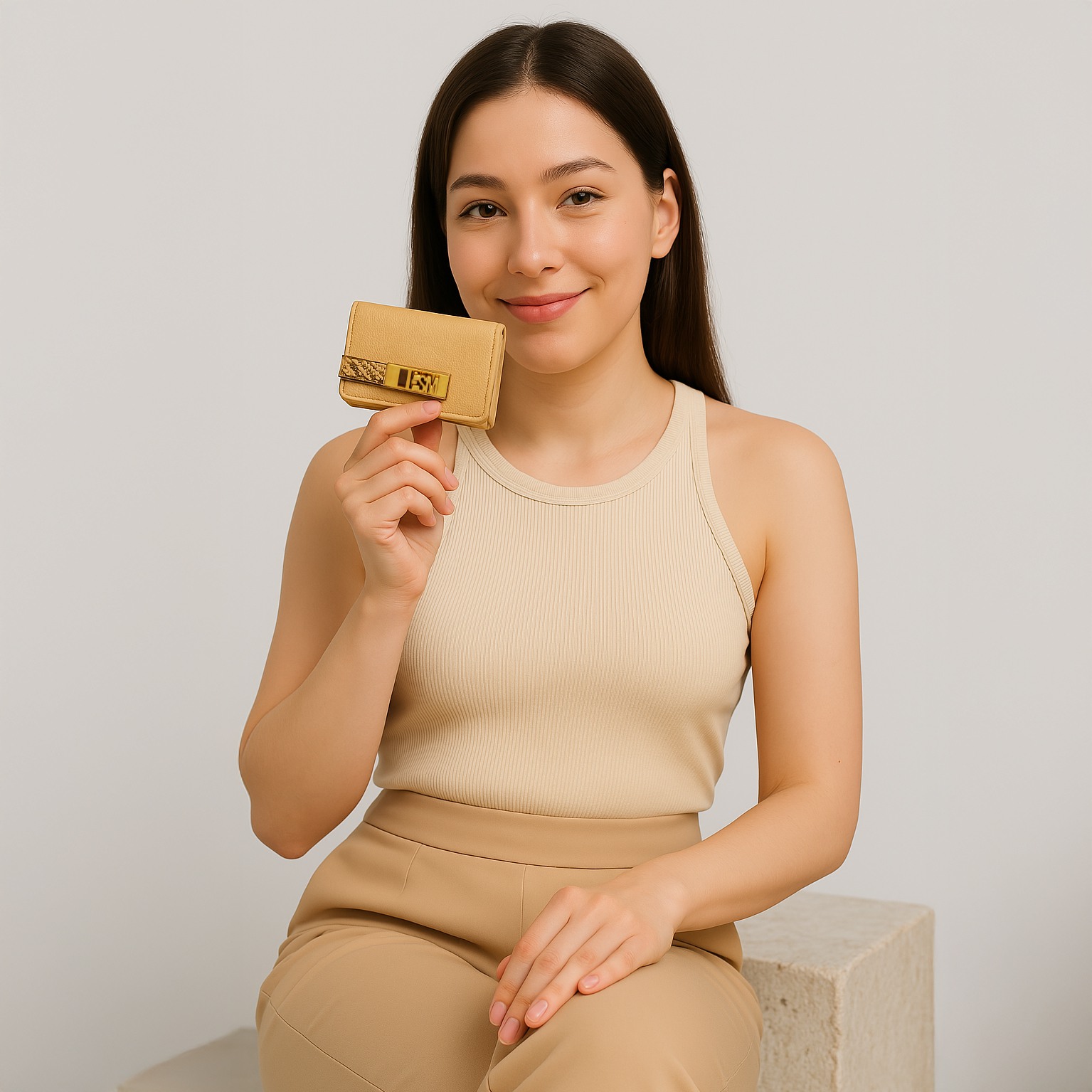 BCADENS Tan Clutches & Wallets