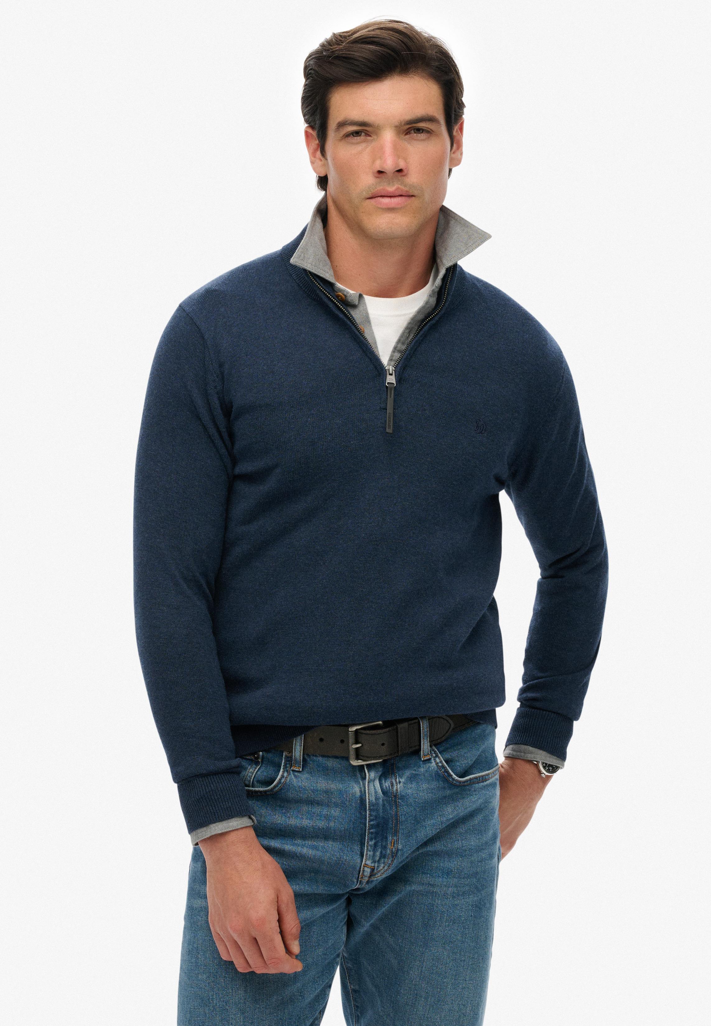 ESSENTIALS COTTON HALF ZIP