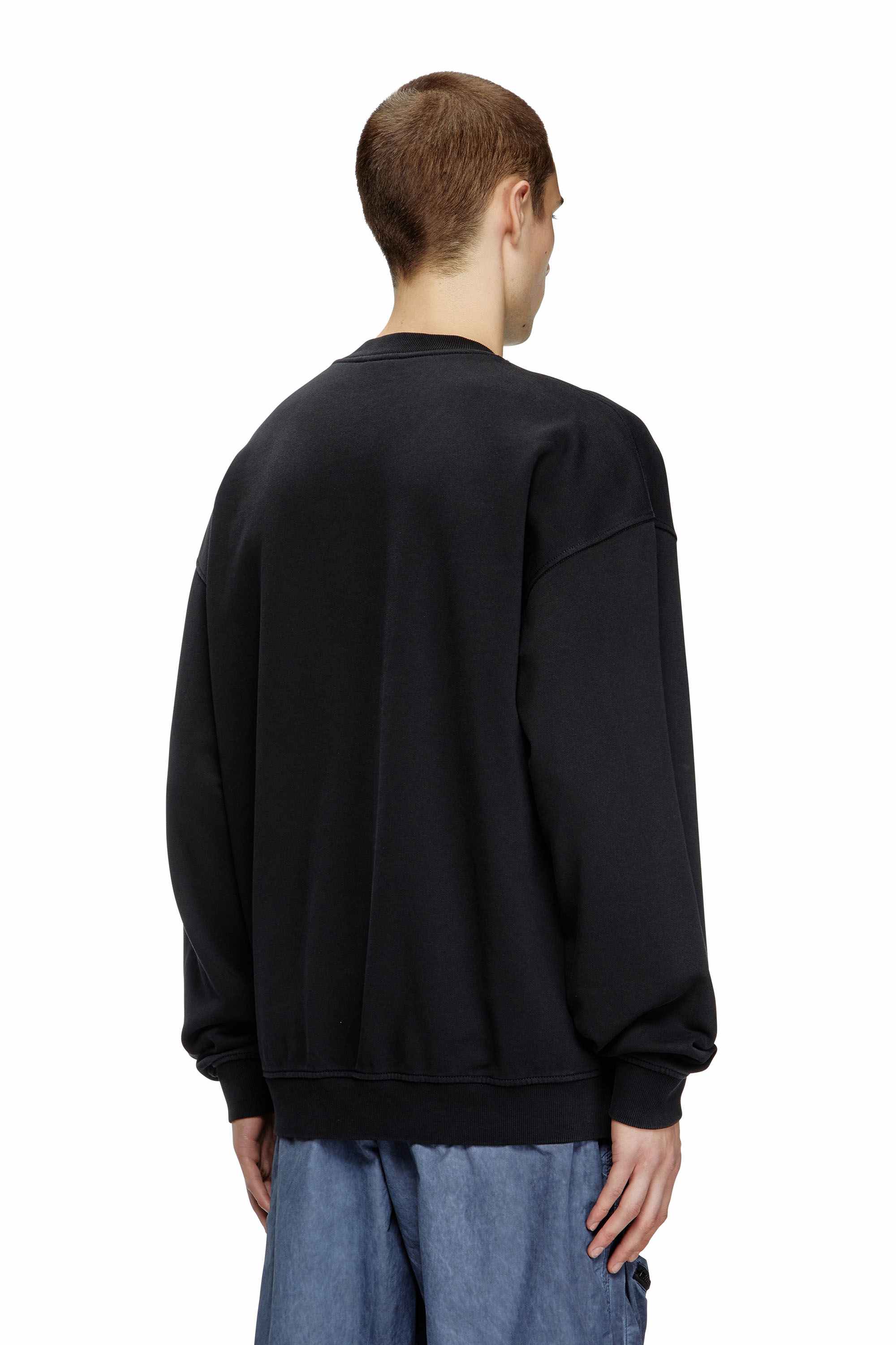 Black Sweatshirt with distressed flocked logo