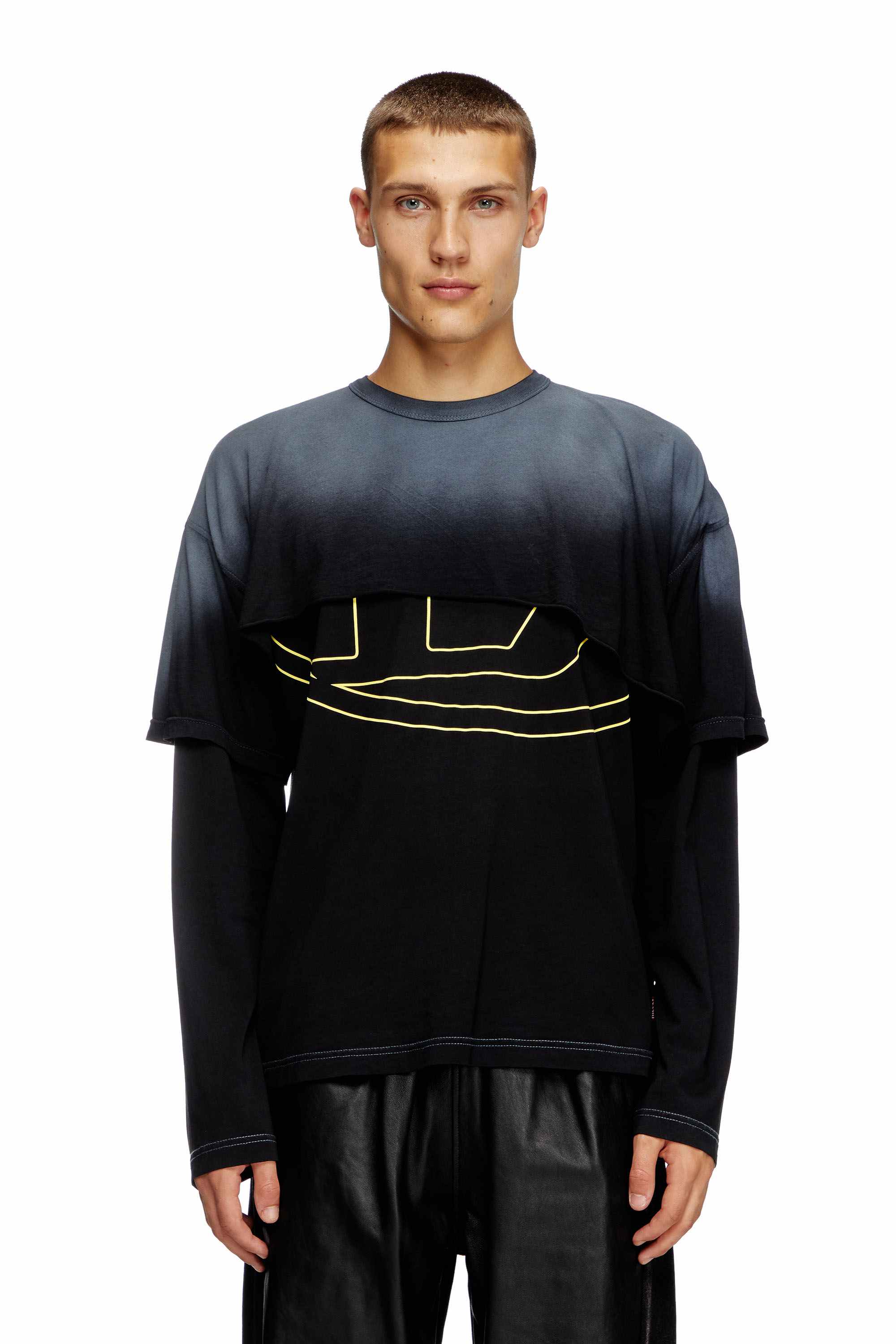 Black Destroyed layered long-sleeve T-shirt