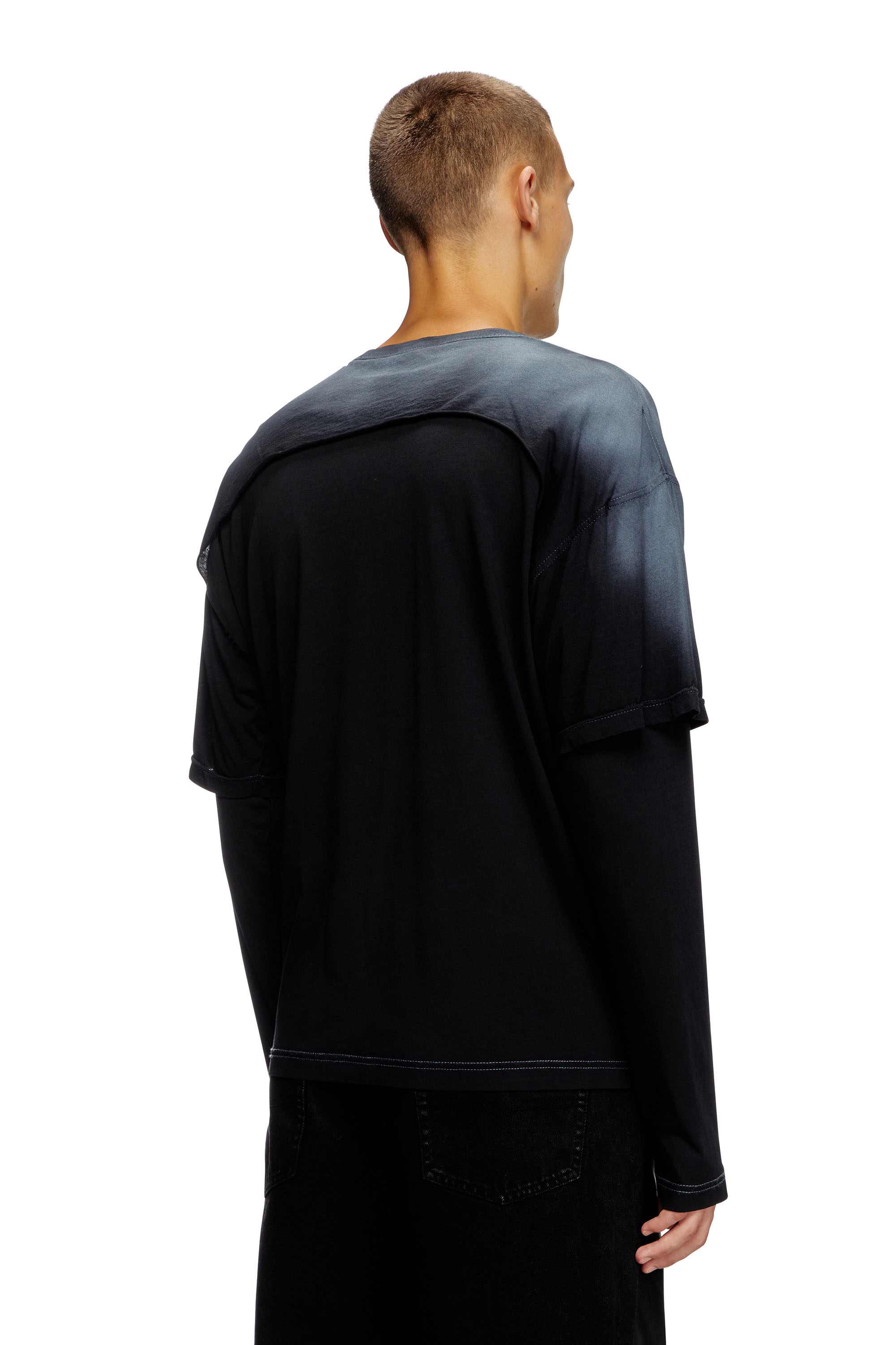 Black Destroyed layered long-sleeve T-shirt