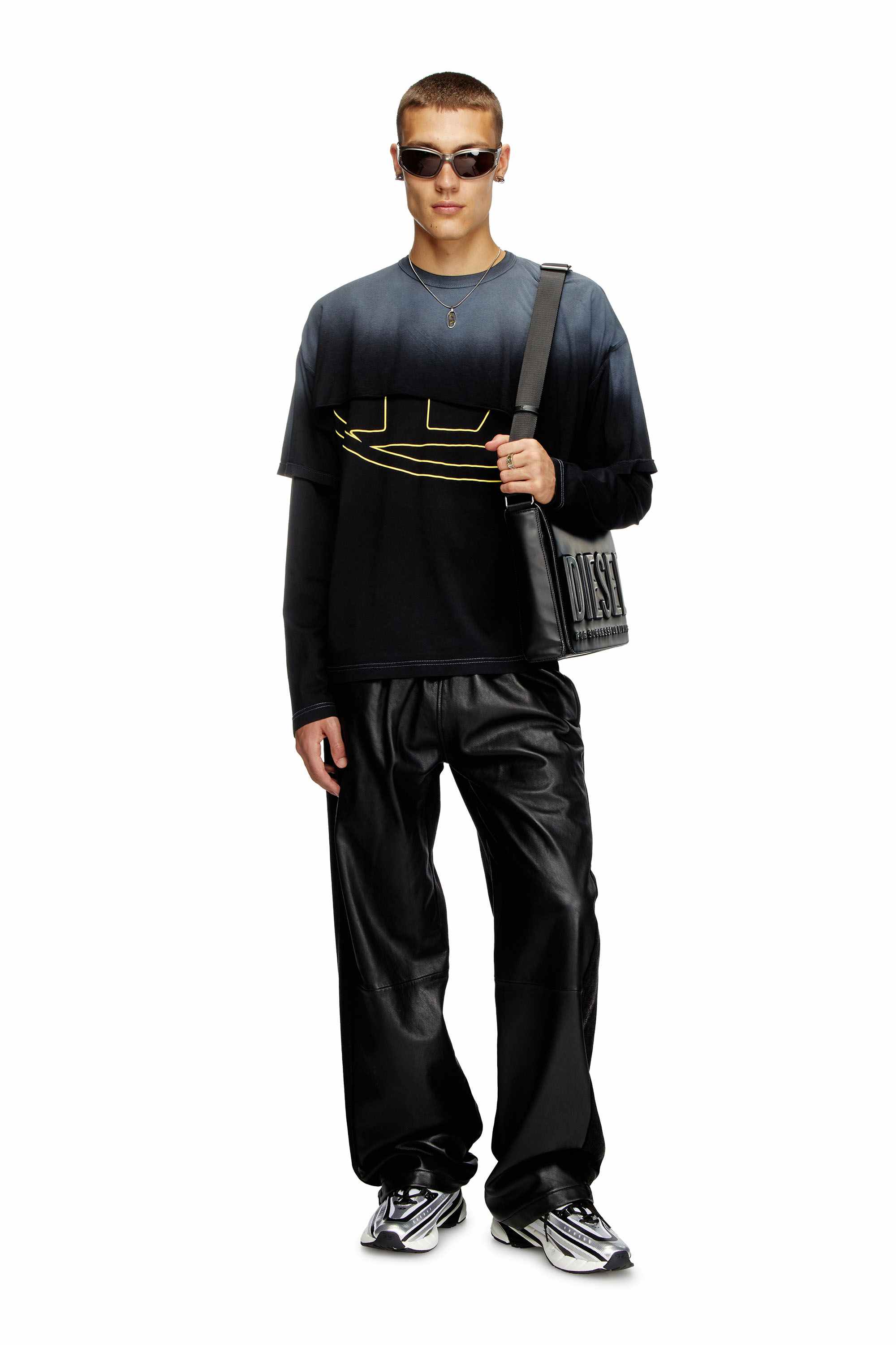 Black Destroyed layered long-sleeve T-shirt