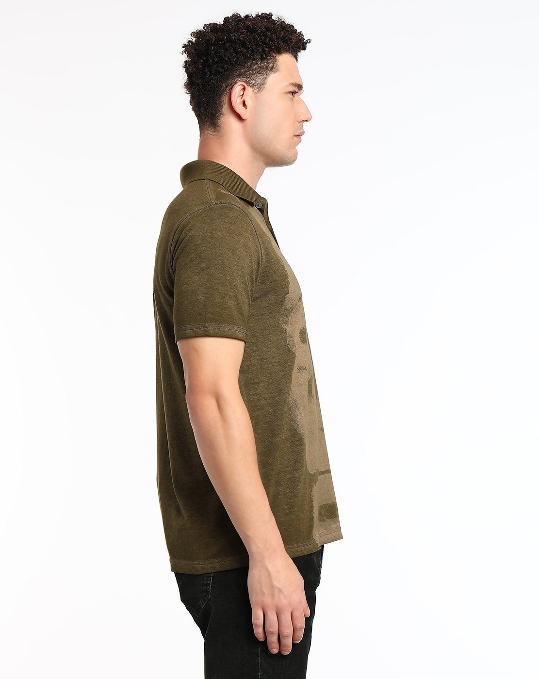 Brown Polo shirt with water print logo