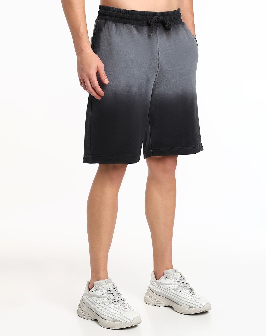 Blue Faded sweat shorts with micro logo