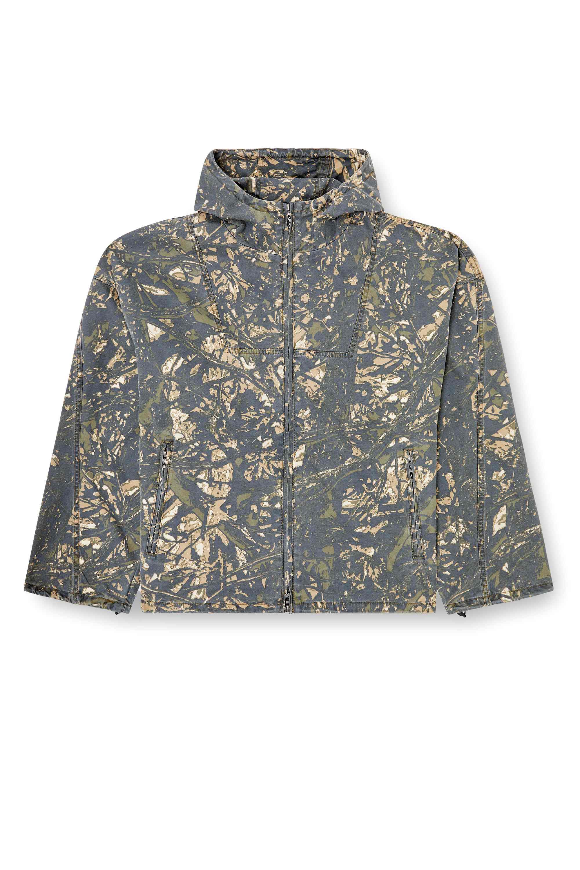 Green and Brown Hooded jacket with camo print