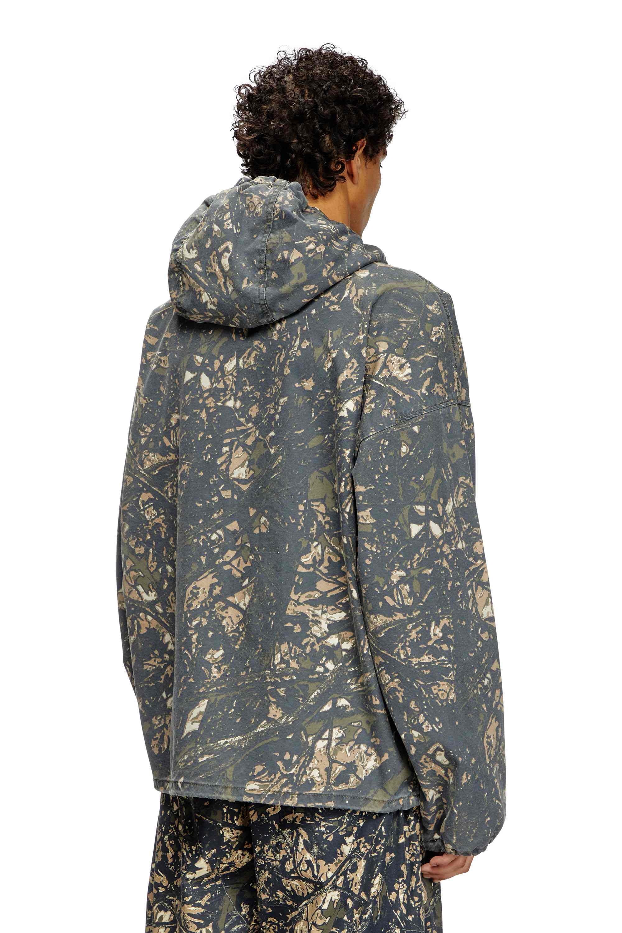 Green and Brown Hooded jacket with camo print