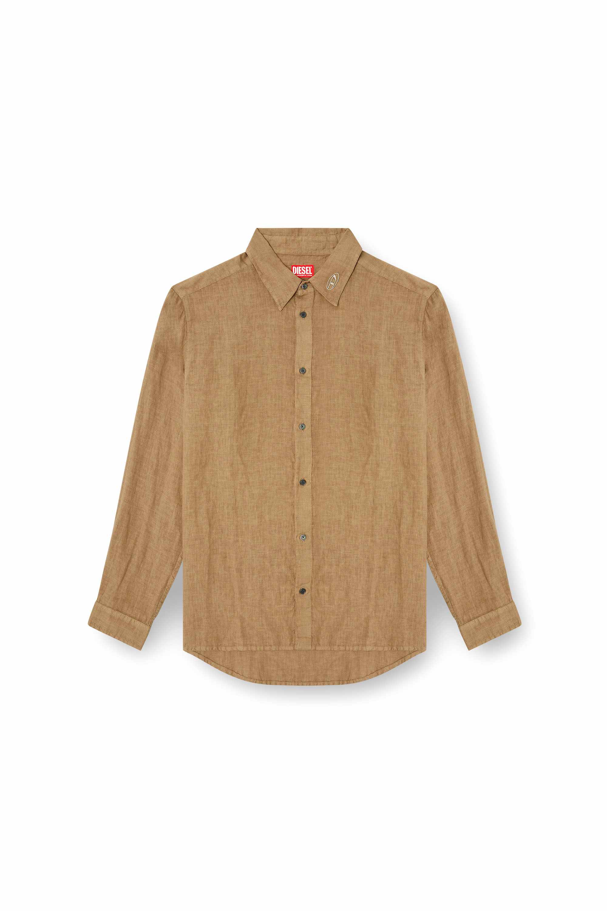 Grey Linen shirt with logo collar