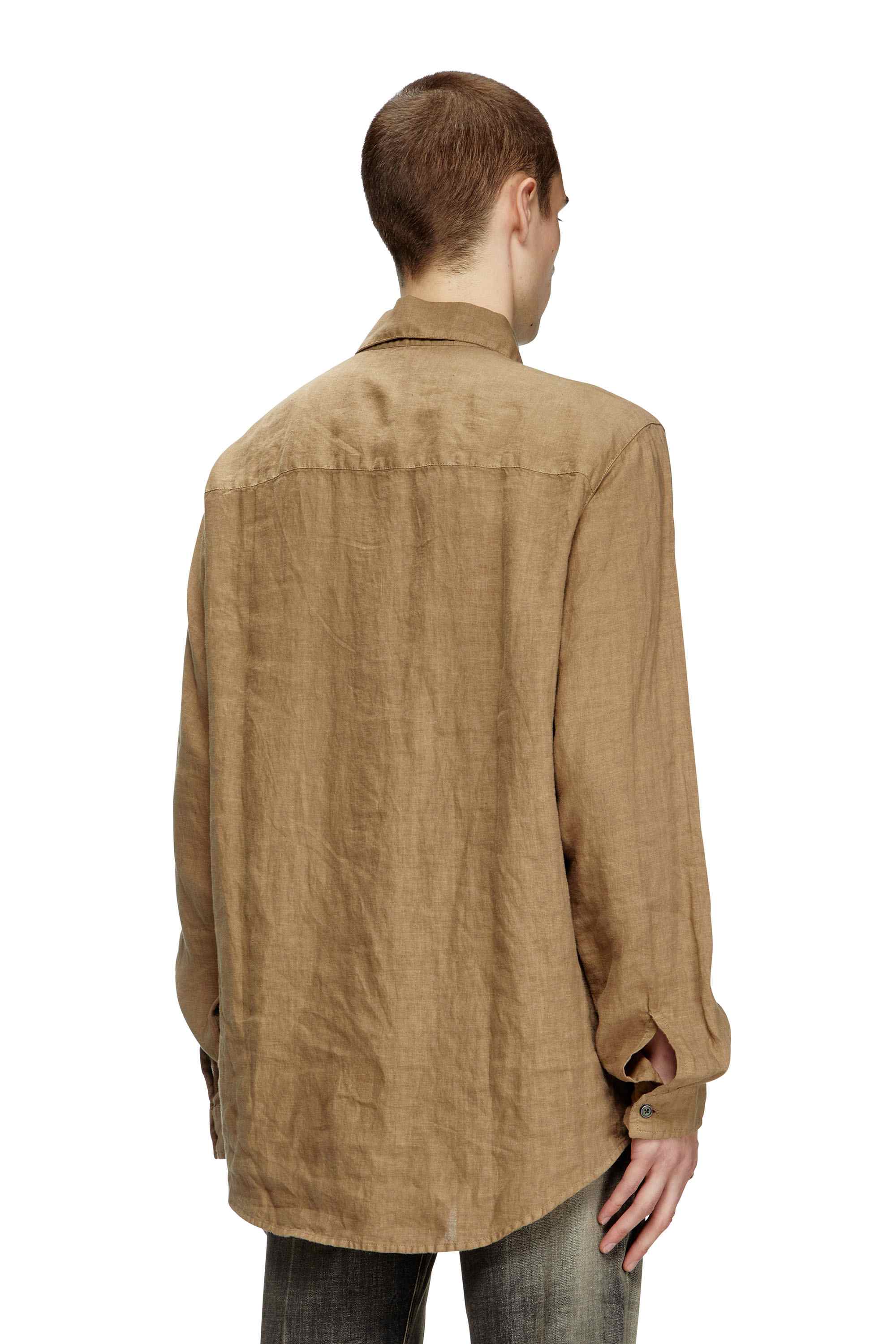 Grey Linen shirt with logo collar