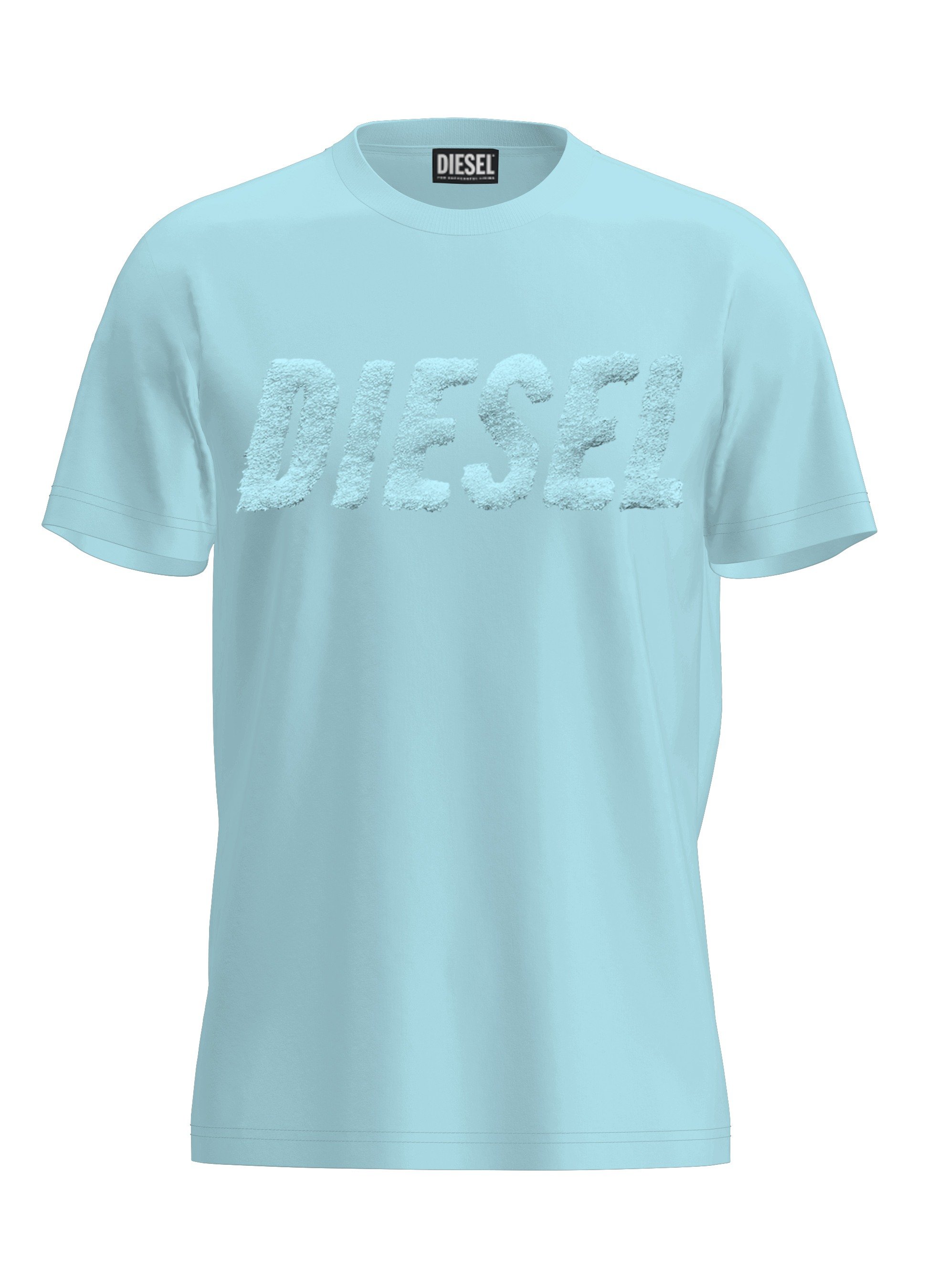 Blue Cotton t-shirt with embossed logo