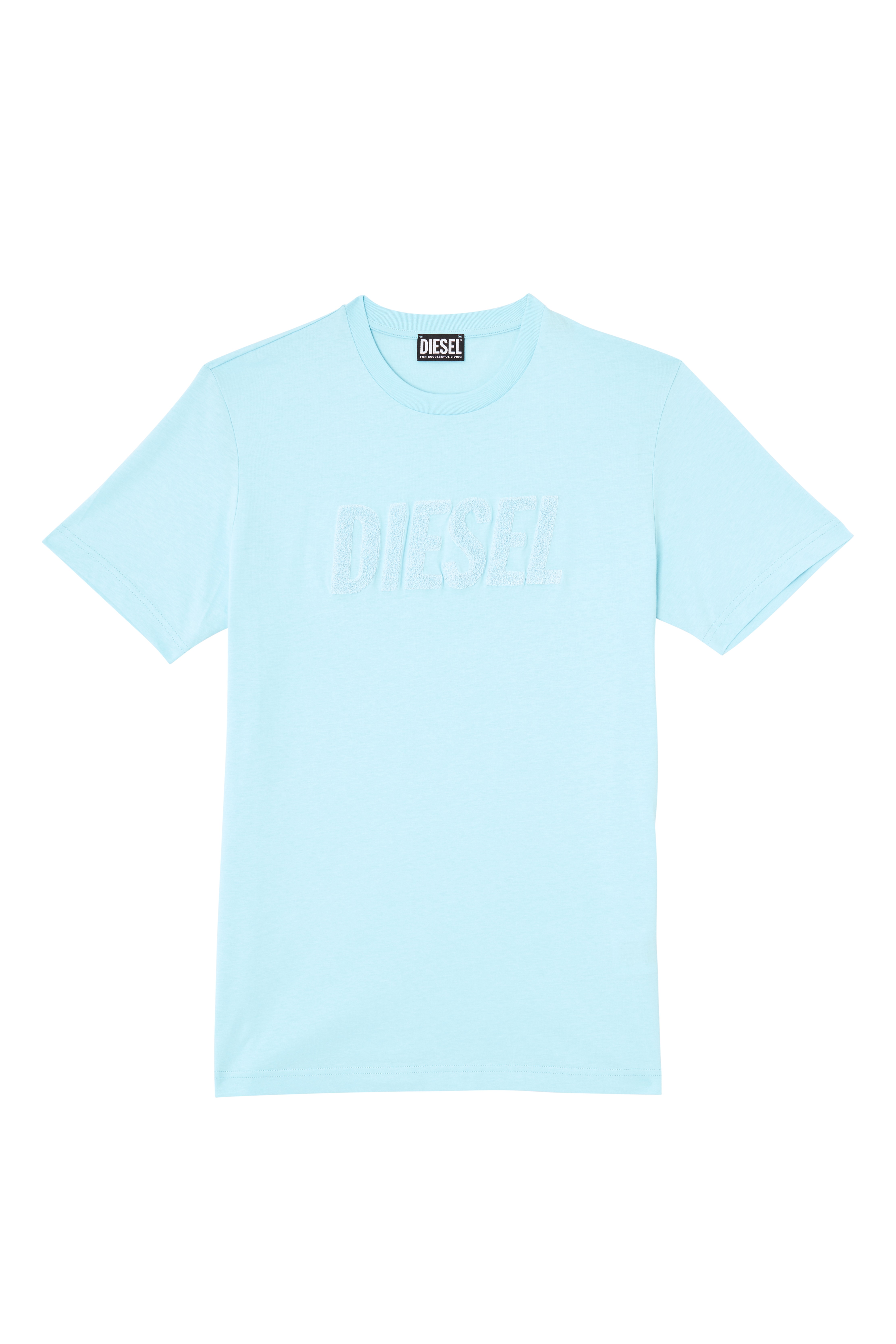 Blue Cotton t-shirt with embossed logo