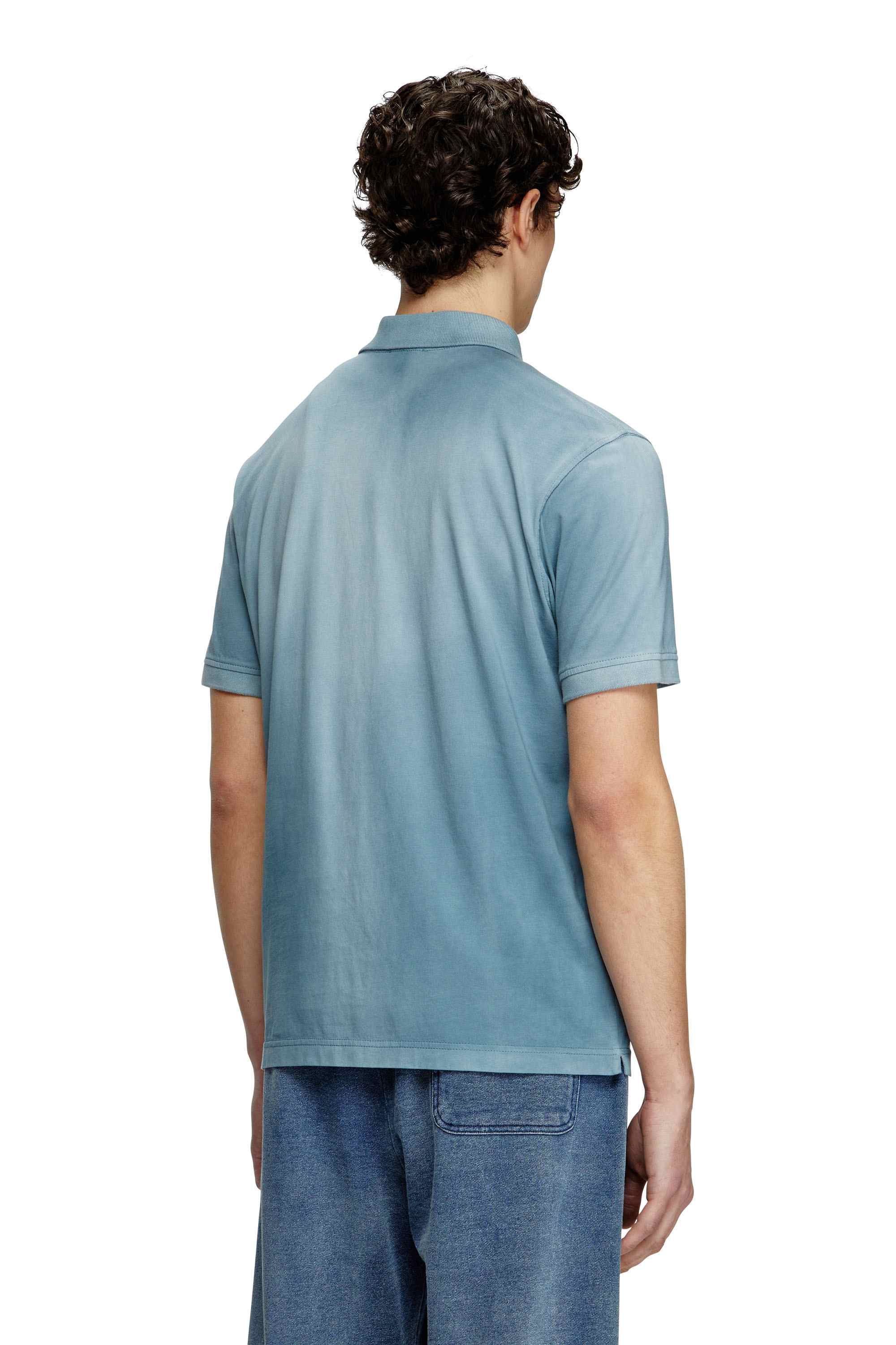 Blue Jersey polo shirt with logo embroidery
