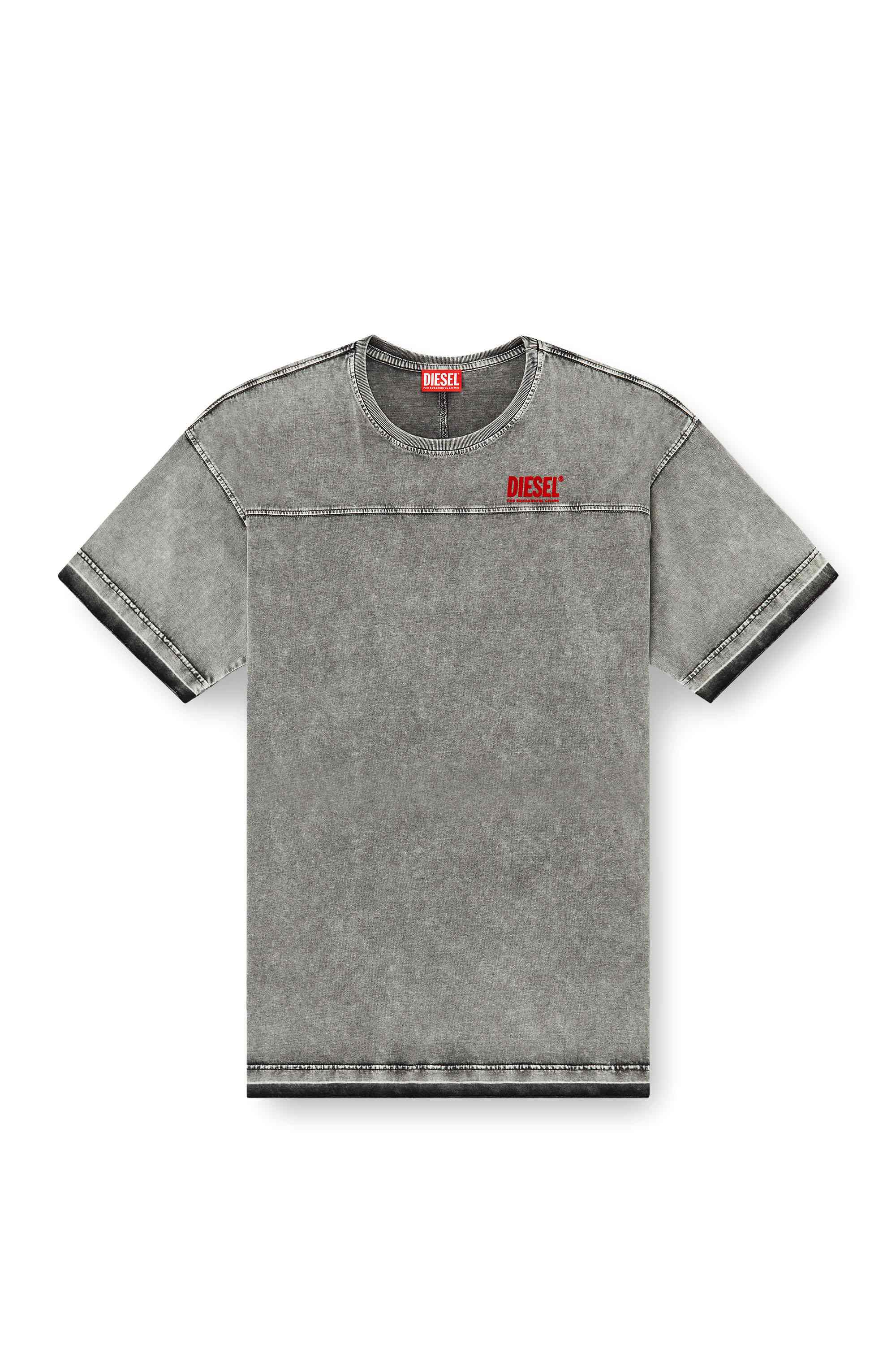 Grey Denim-look T-shirt with released hems