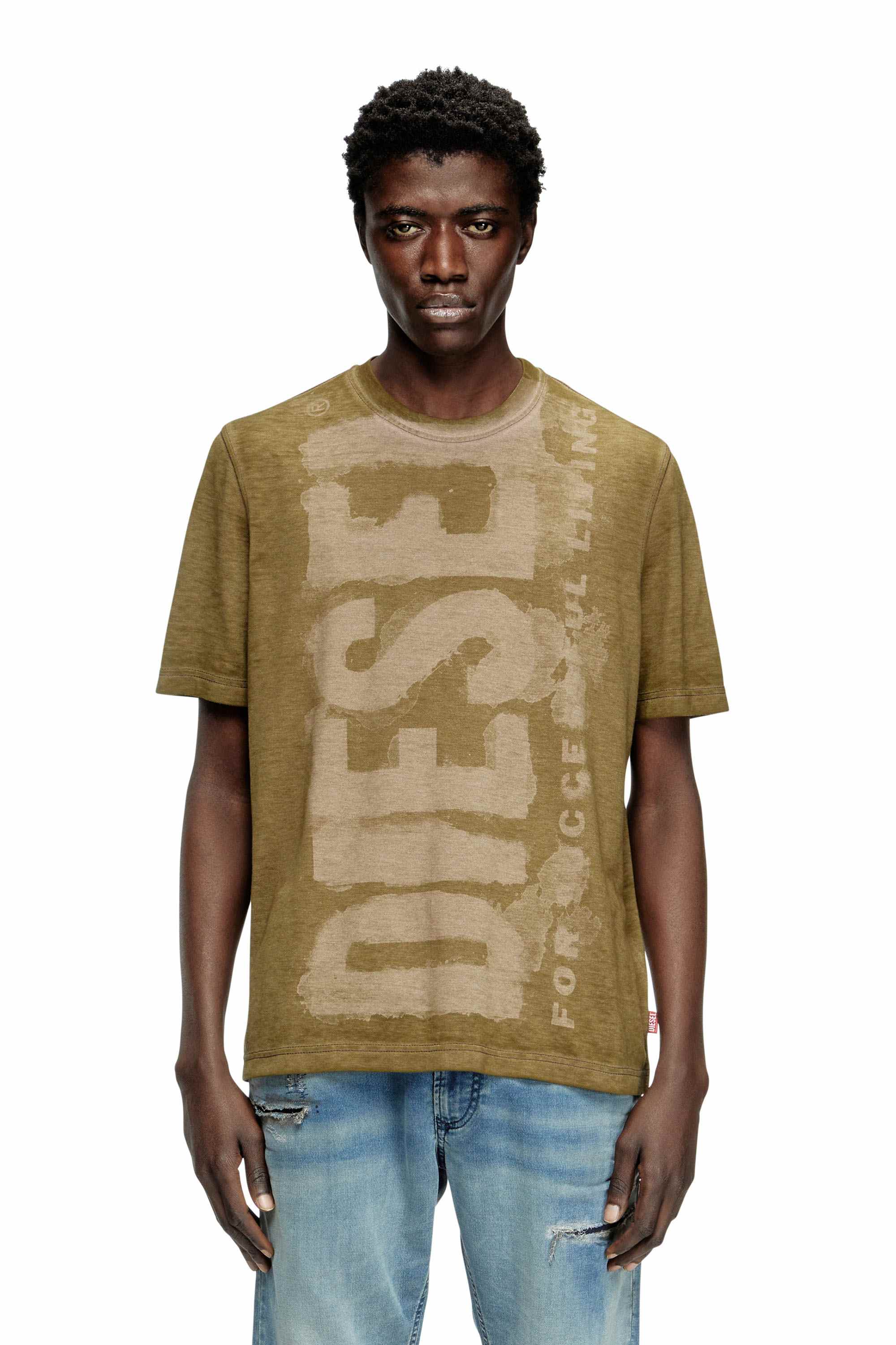 Brown  Logo T-shirt in devorÃ© pique