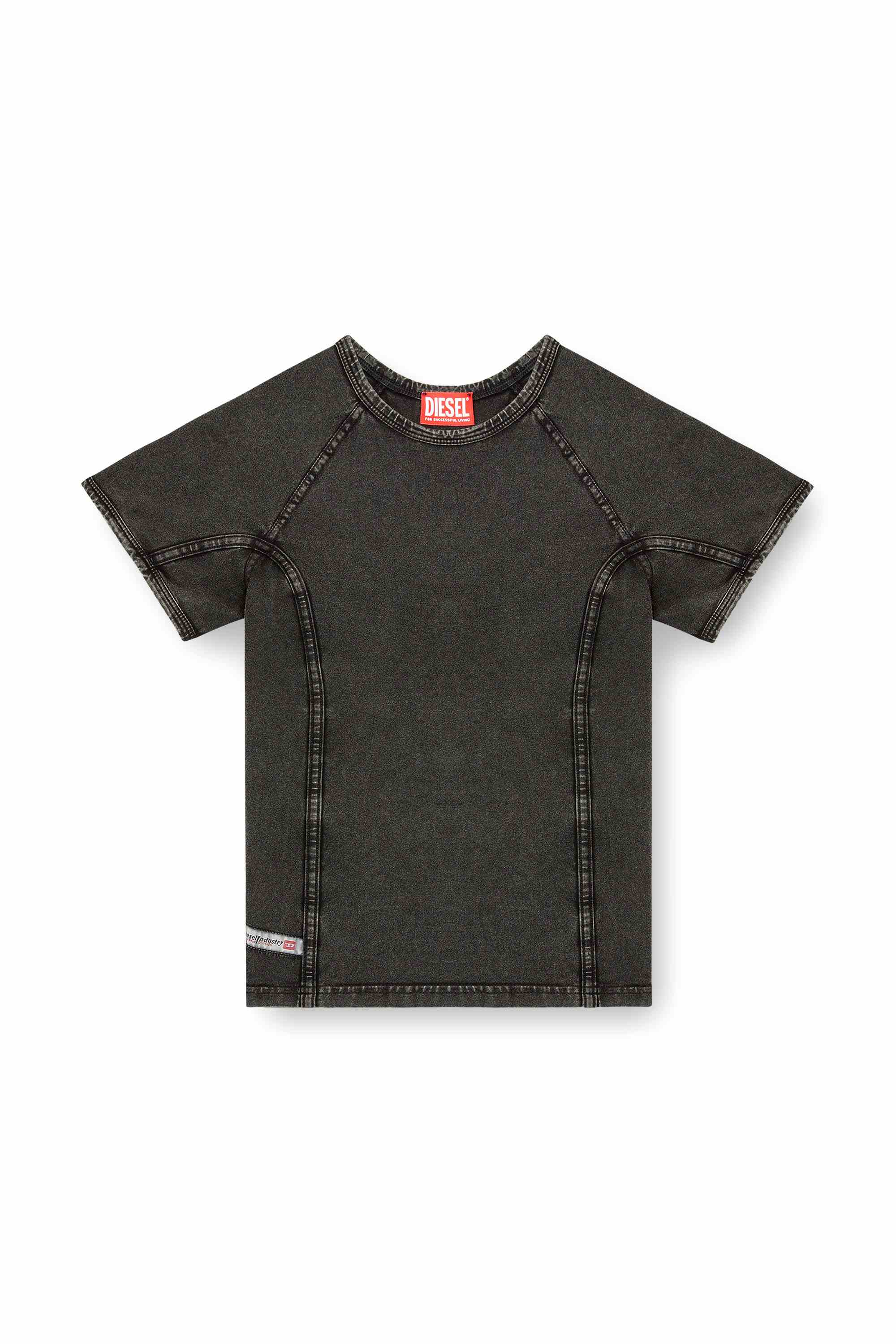 Black Denim-effect top in stretch jersey
