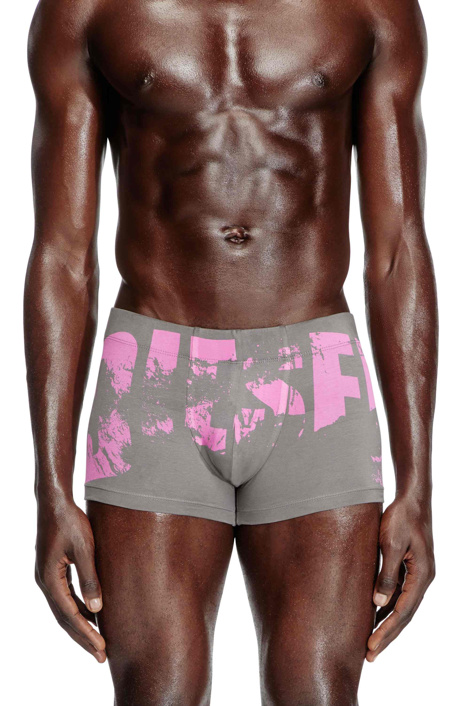 Grey Boxer briefs with distressed logo