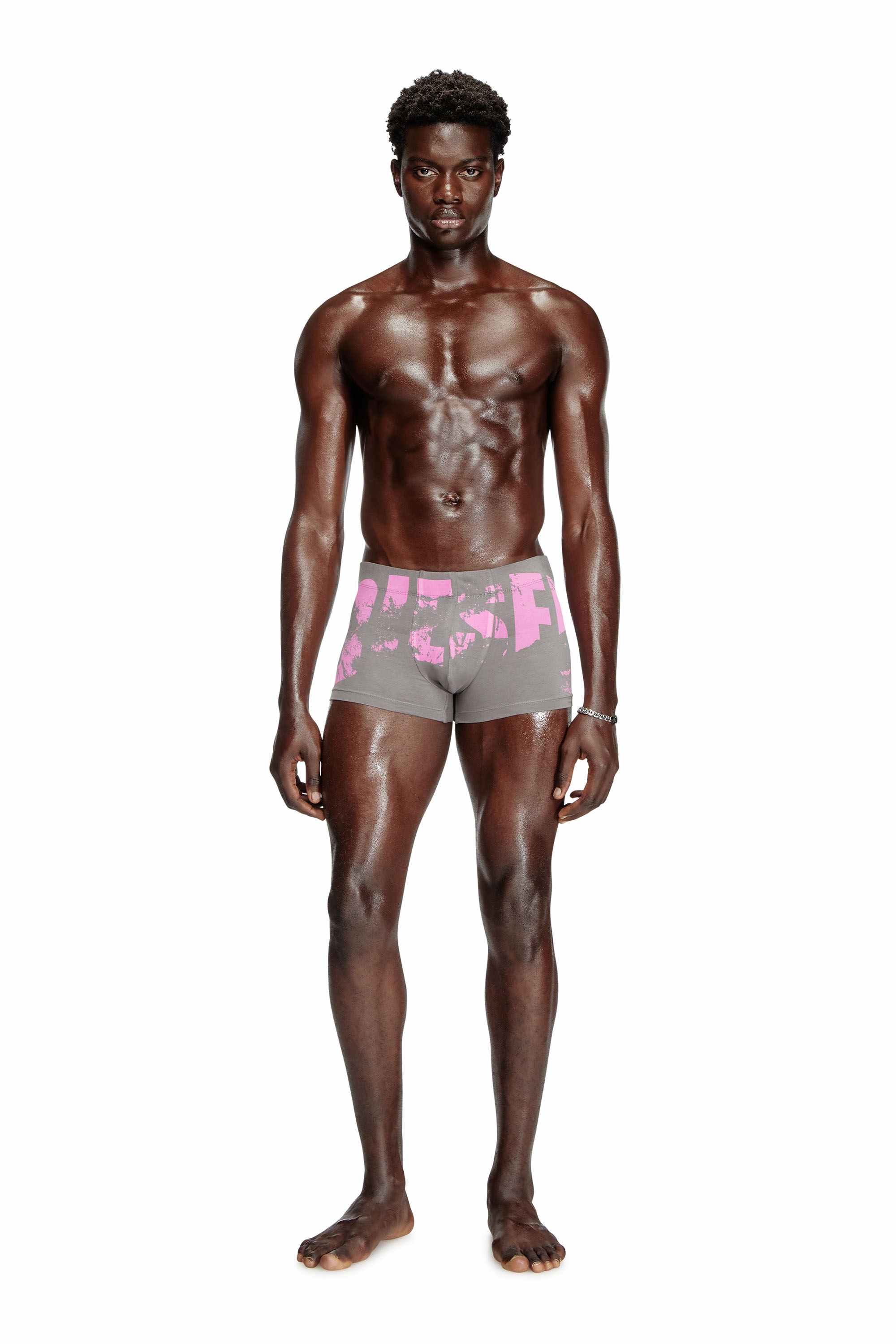 Grey Boxer briefs with distressed logo