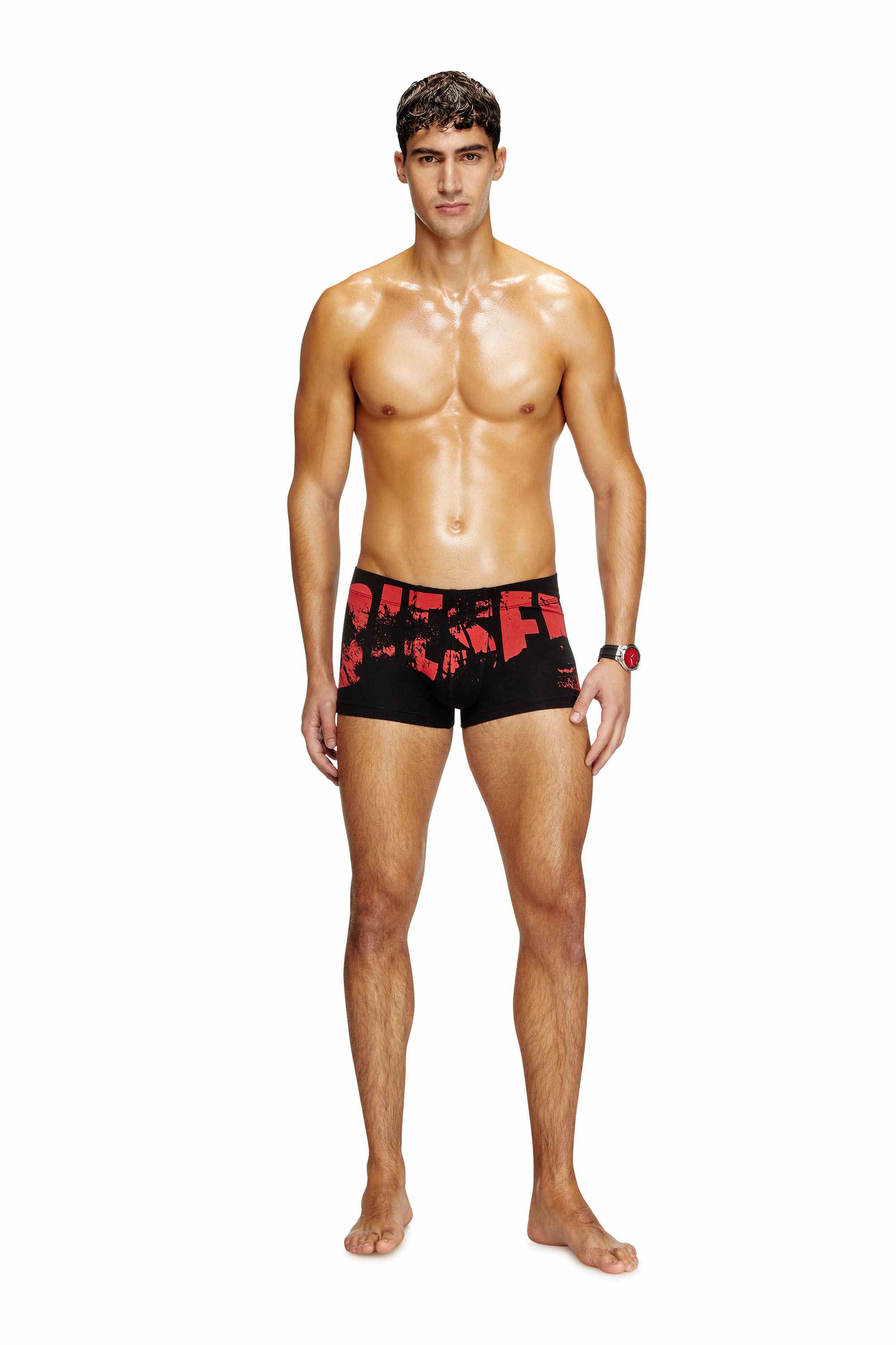 Black Boxer briefs with distressed logo