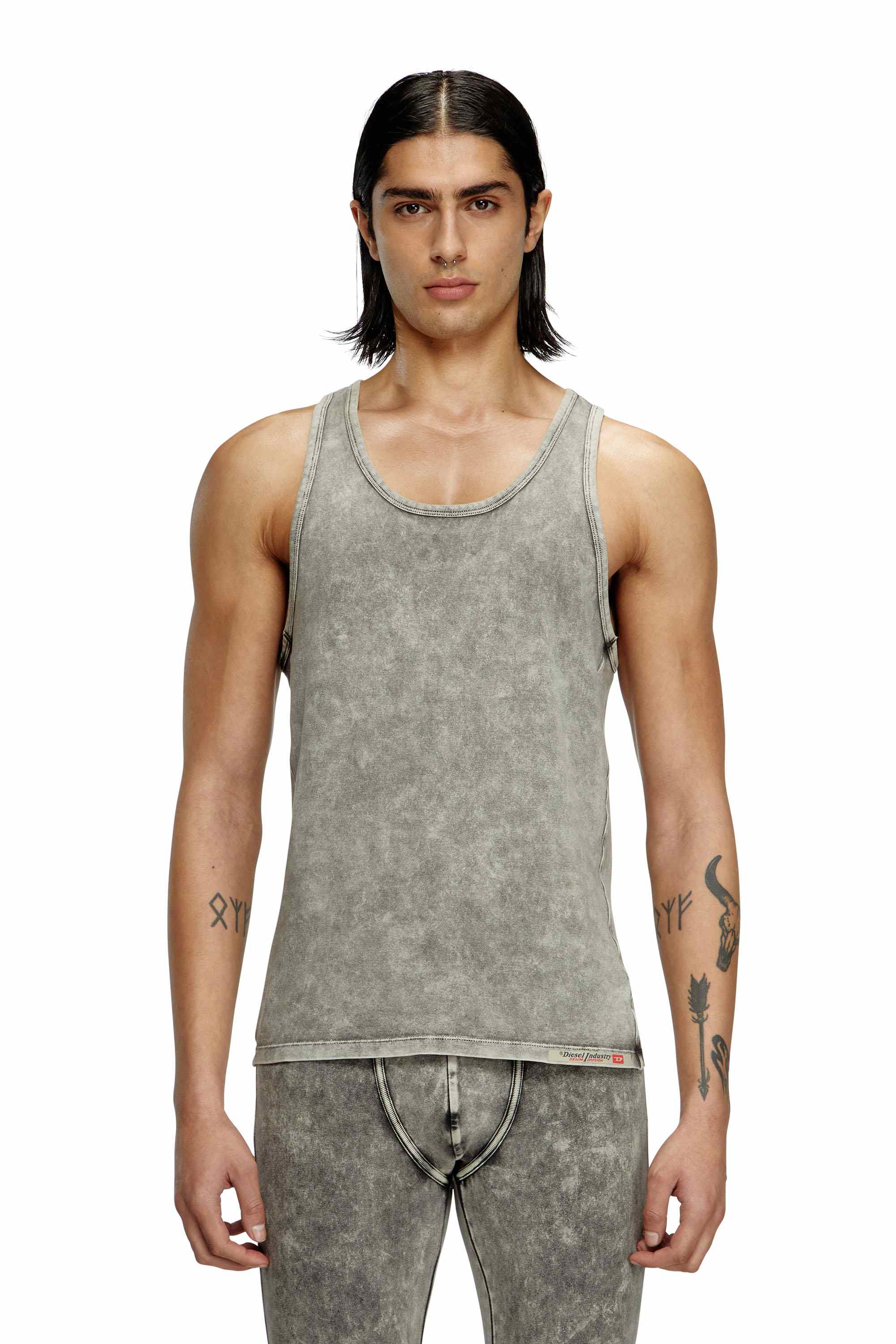 Grey Denim-effect tank top