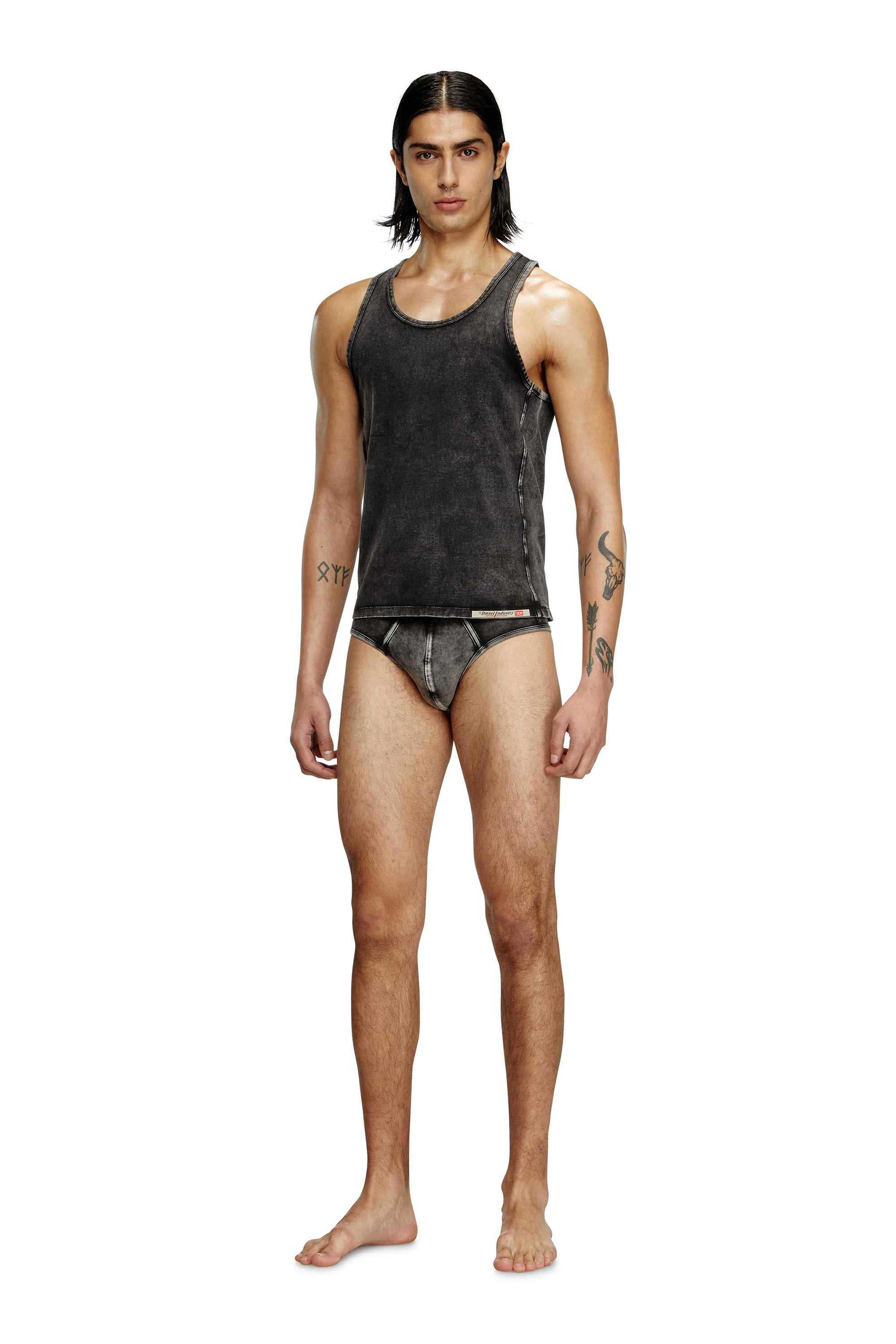 Black Denim-effect tank top
