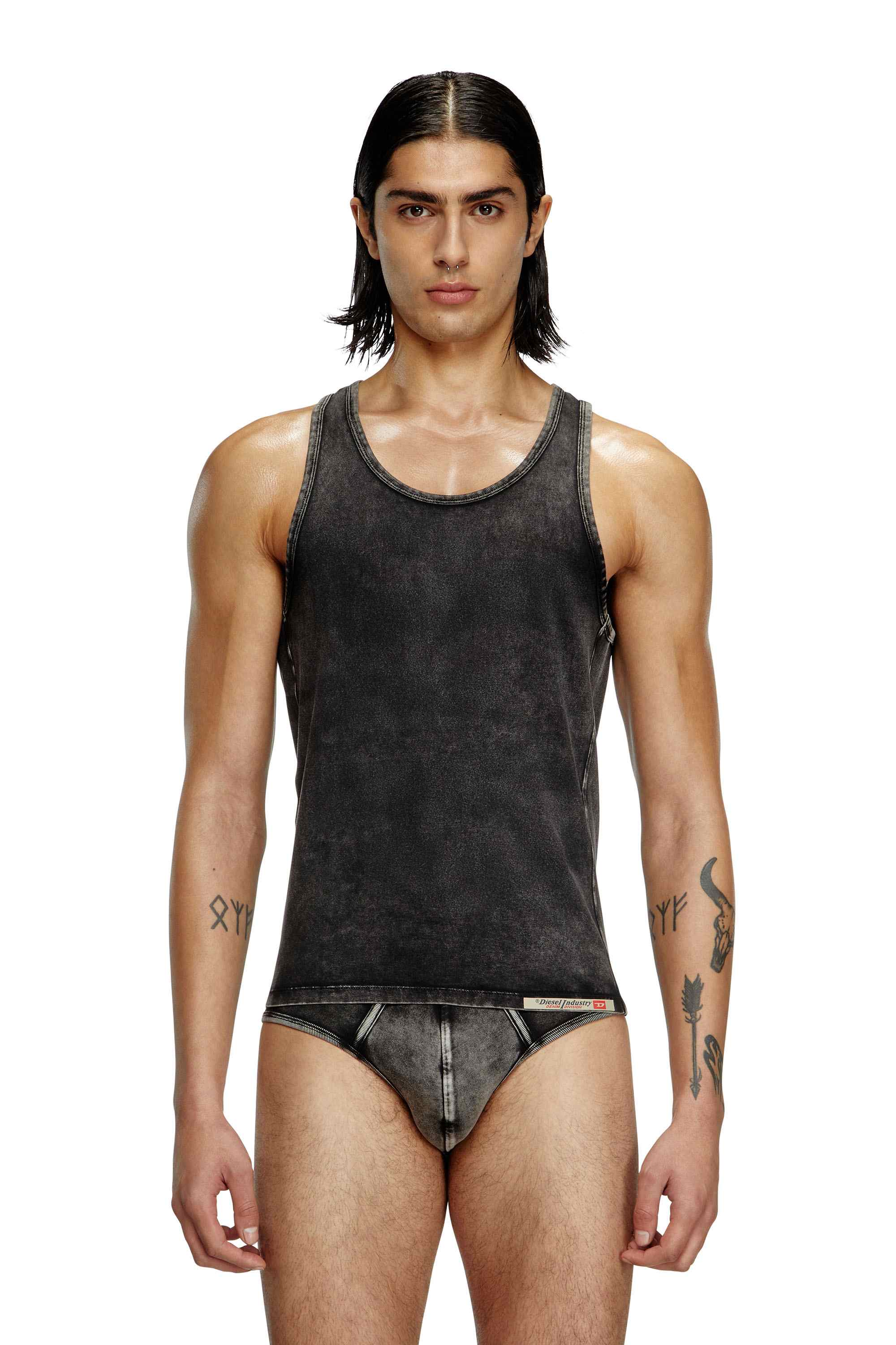 Black Denim-effect tank top