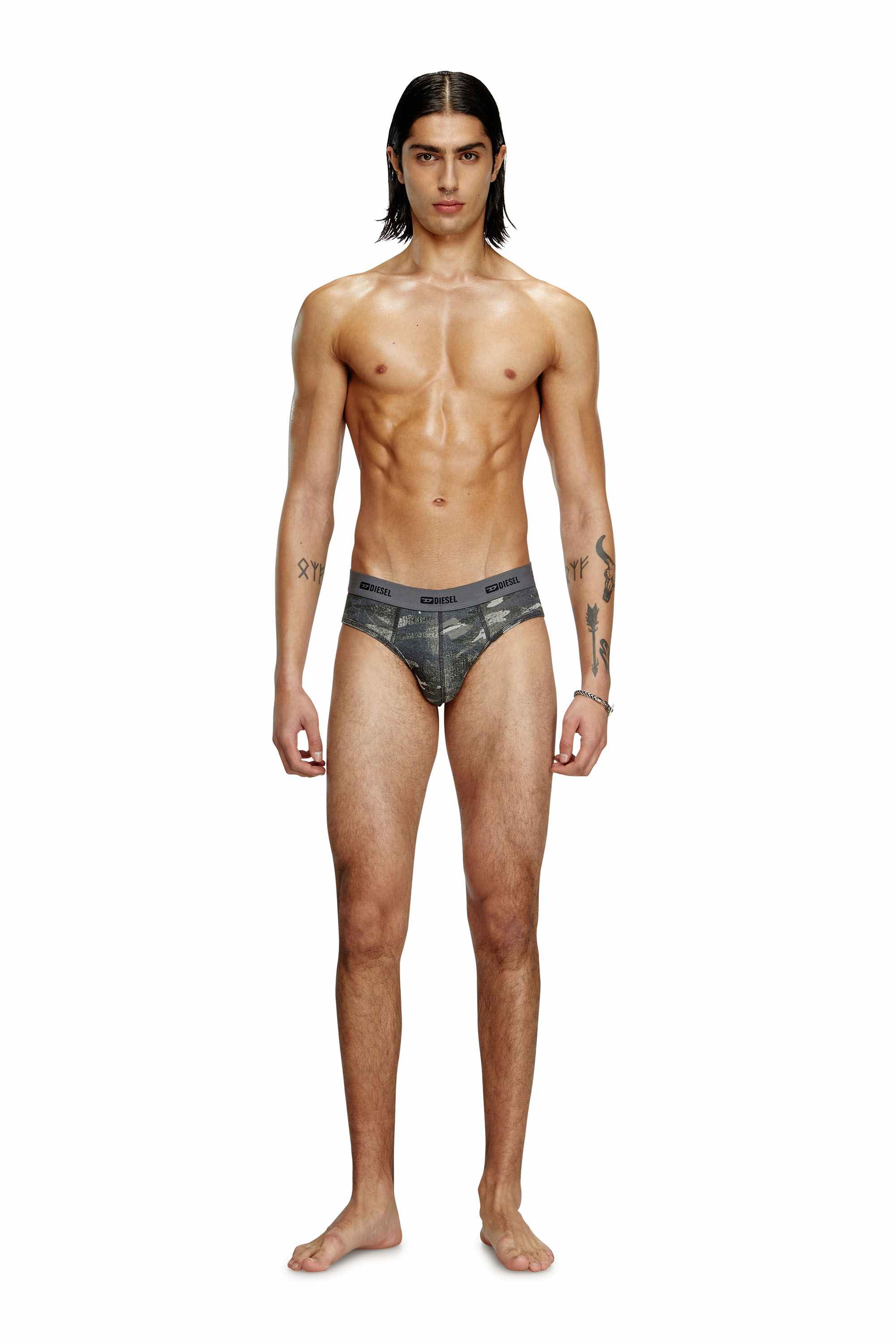 Green 3-pack of briefs plain and camo