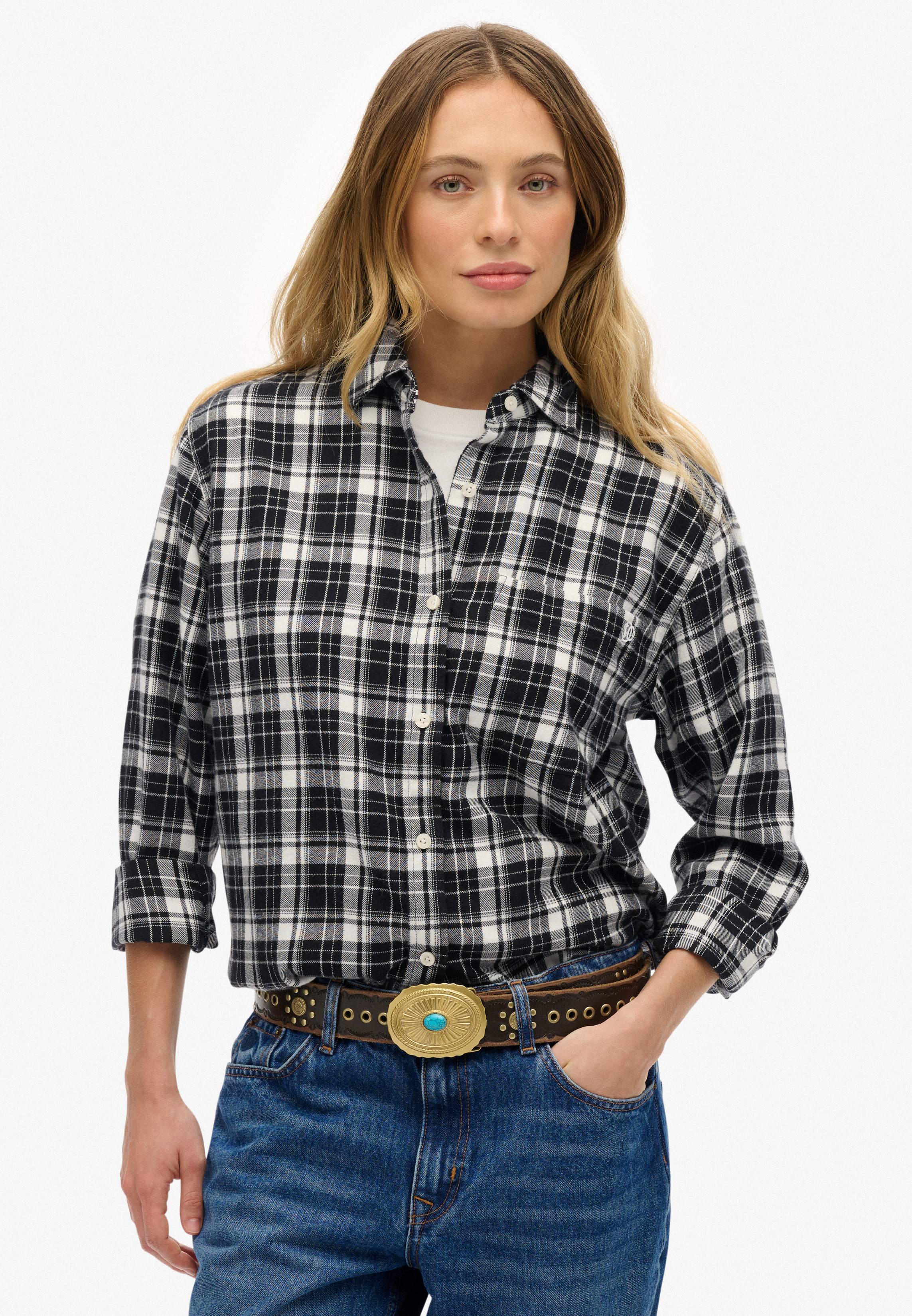 CHECK FLANNEL BOYFRIEND SHIRT
