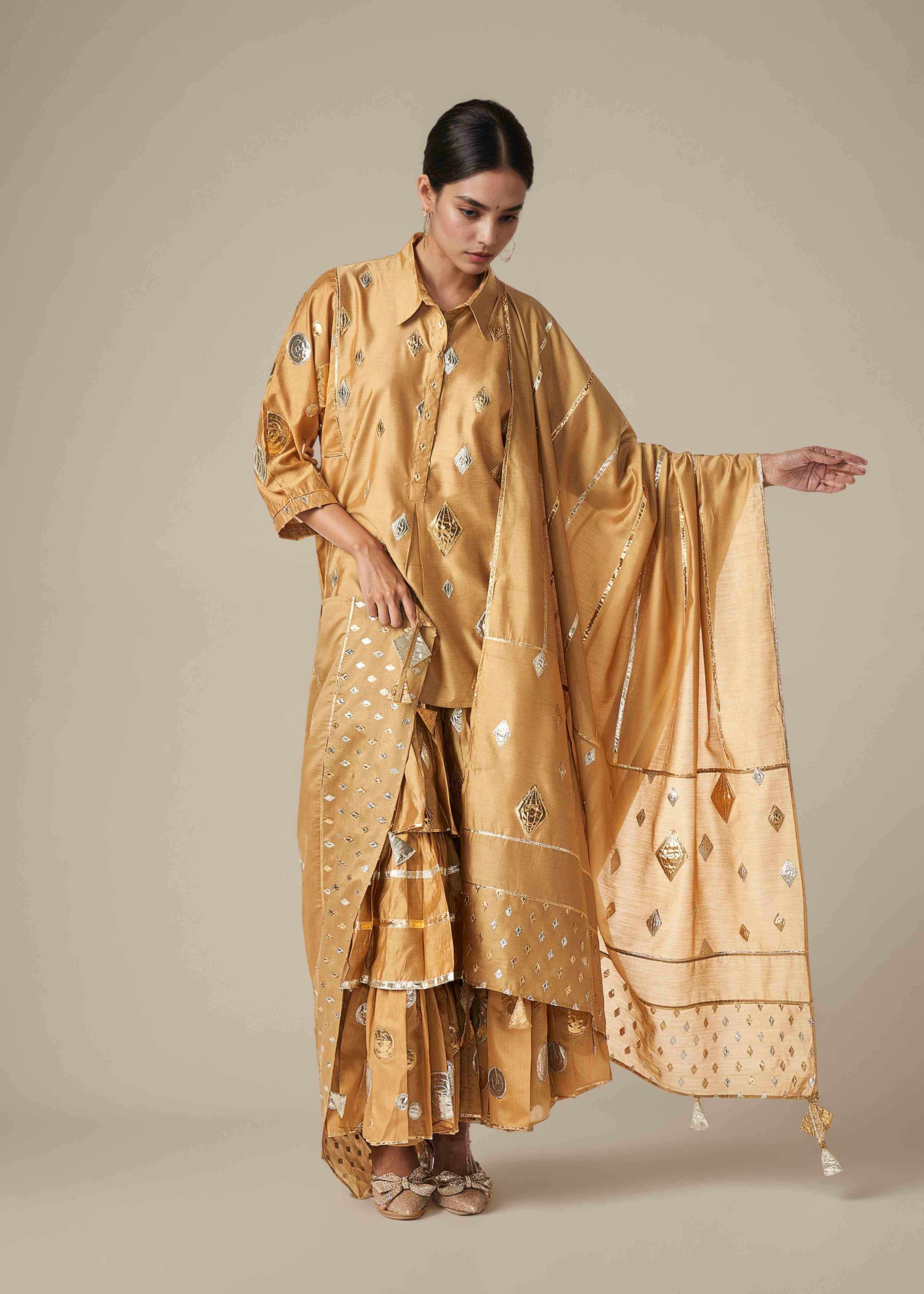 Beige Light Gota Dupatta