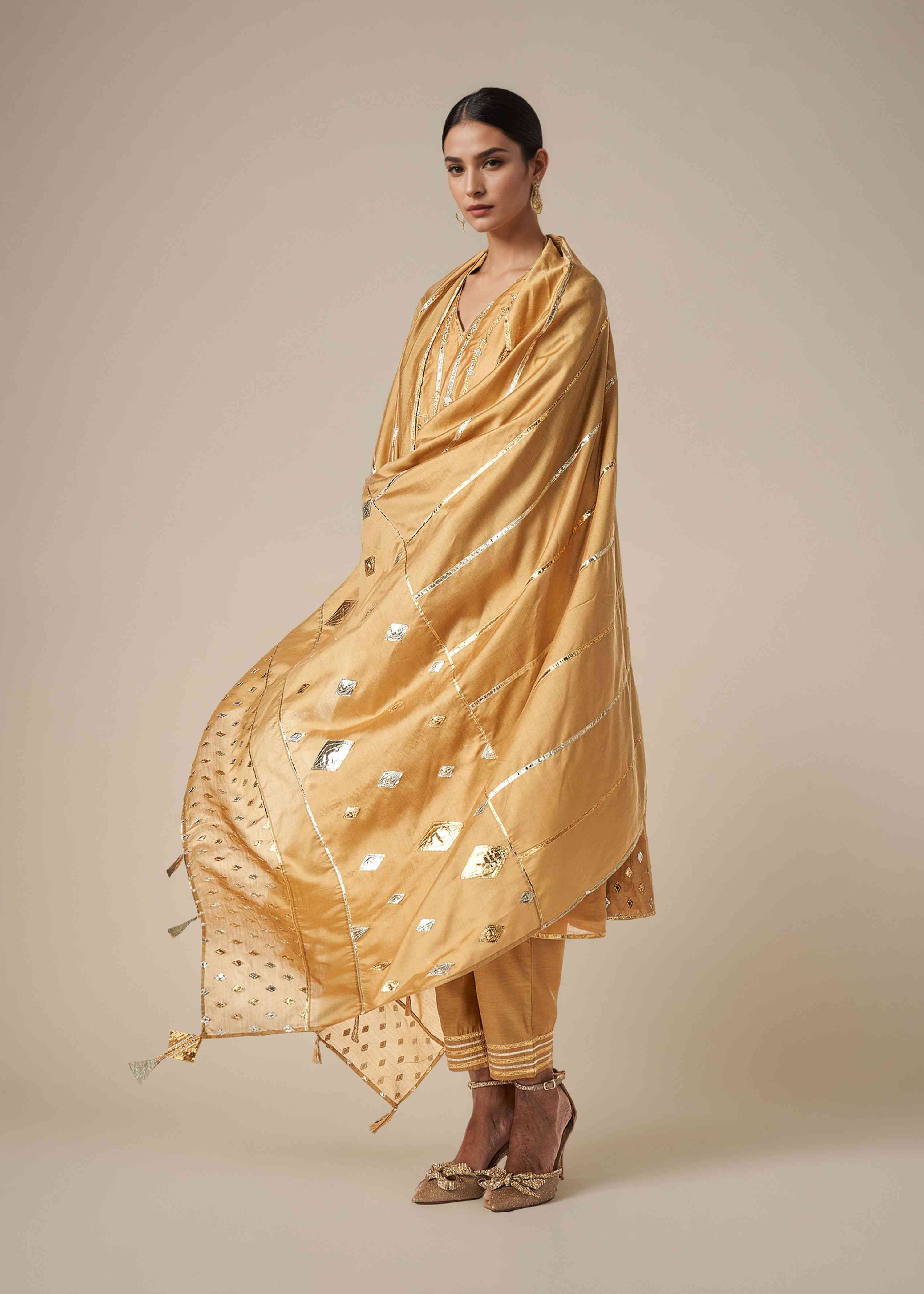 Beige Light Gota Dupatta