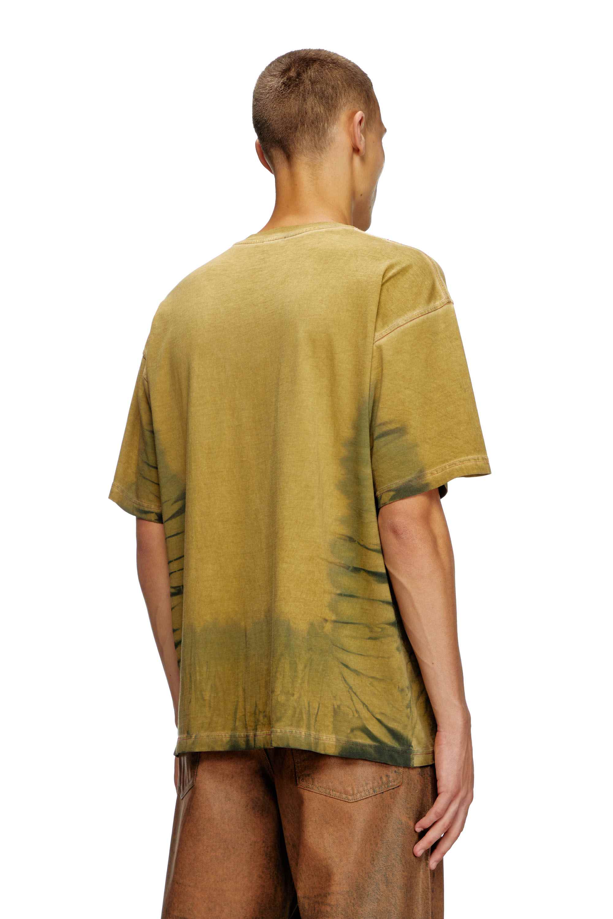 Brown Tie-dye T-shirt with spotlight print