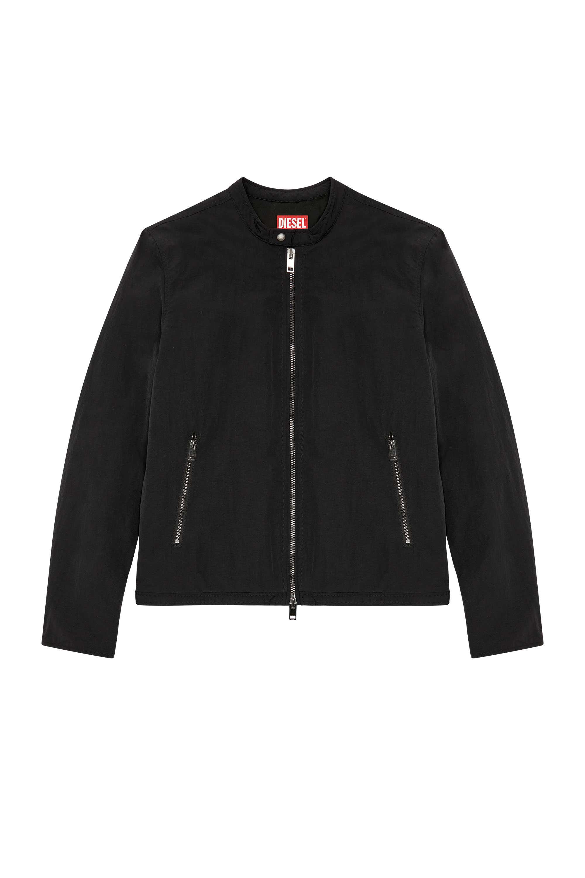 Black Padded nylon biker jacket