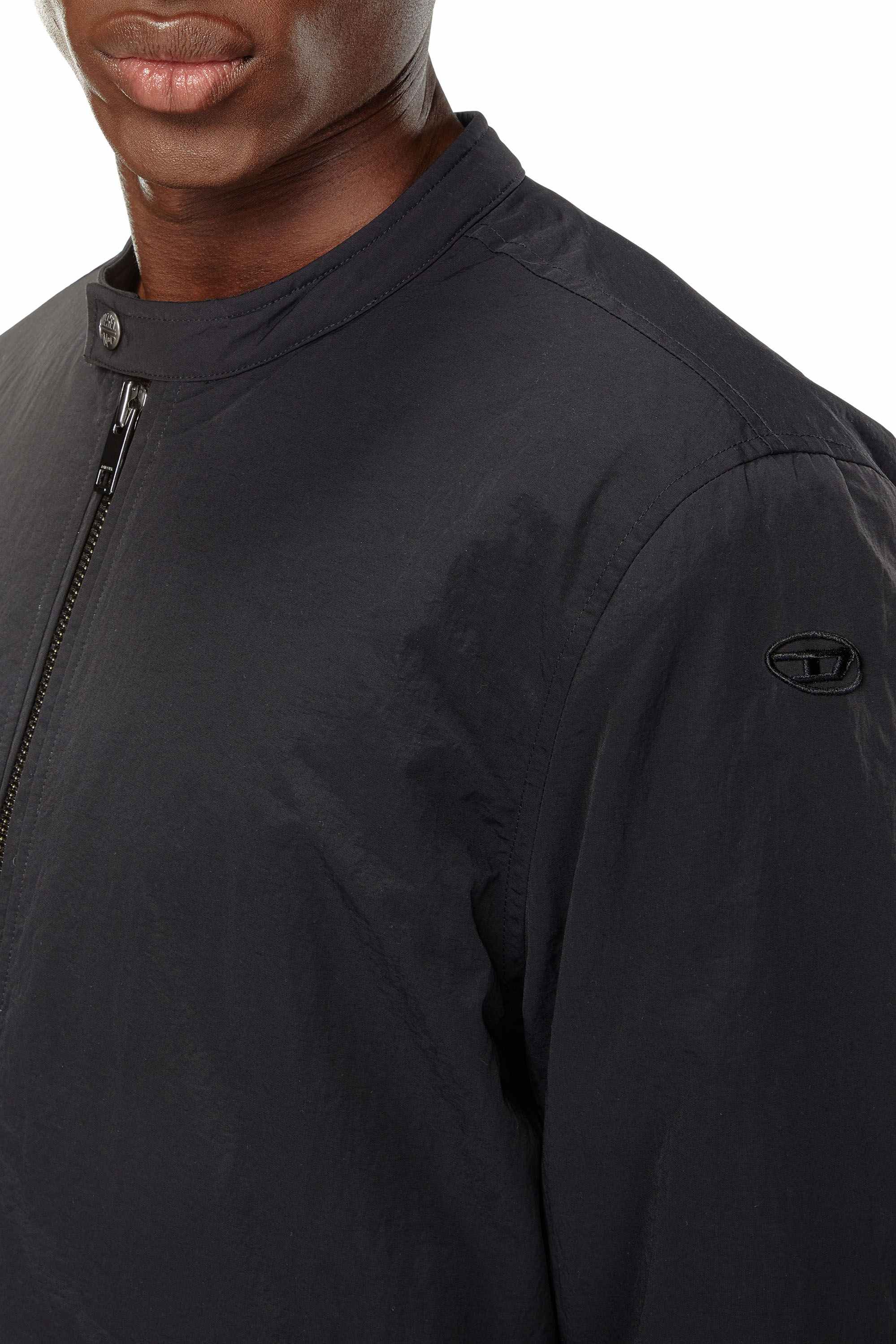 Black Padded nylon biker jacket