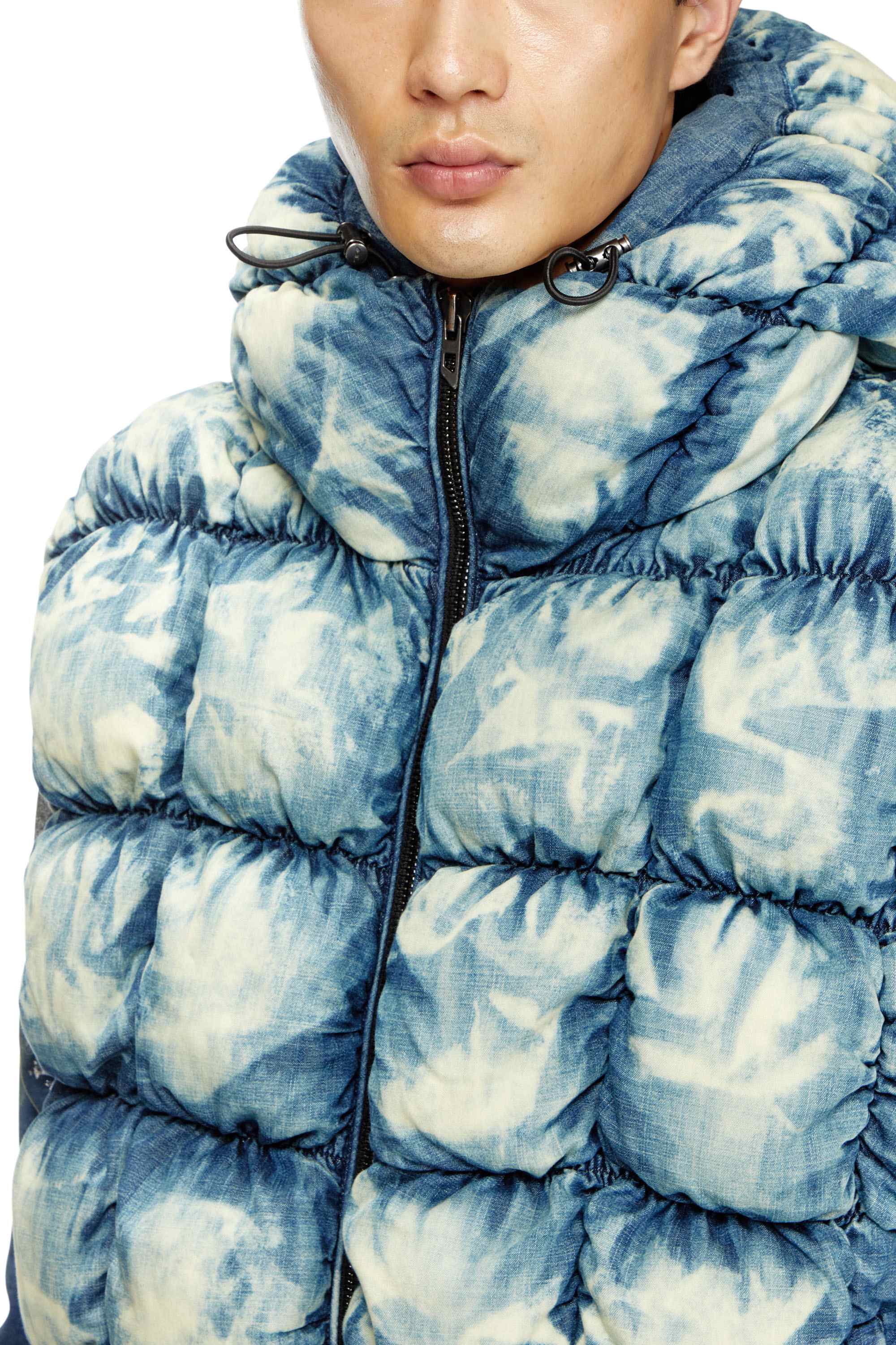 Blue Tie-dyed denim puffer vest
