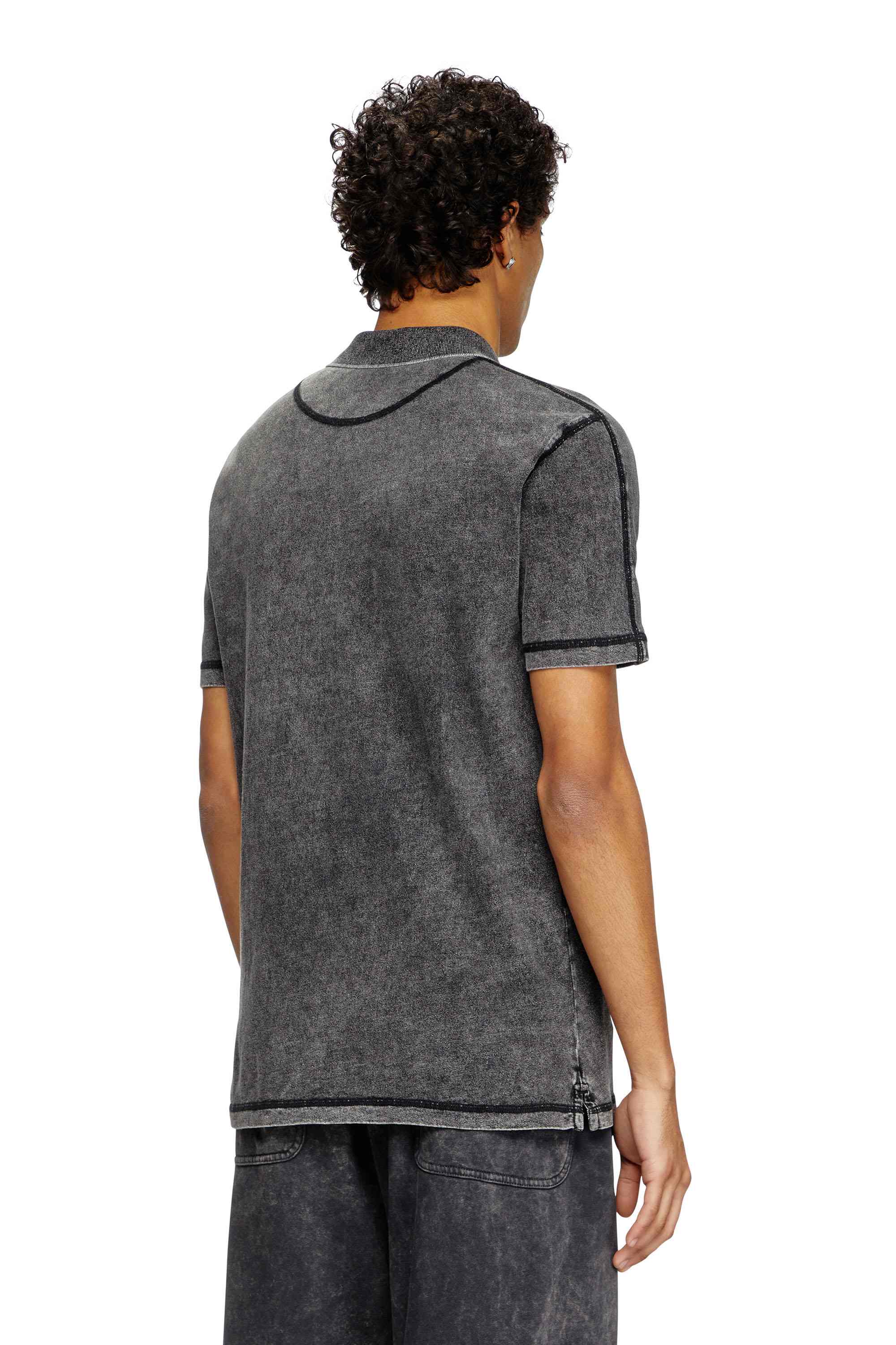 Black Denim-look polo shirt