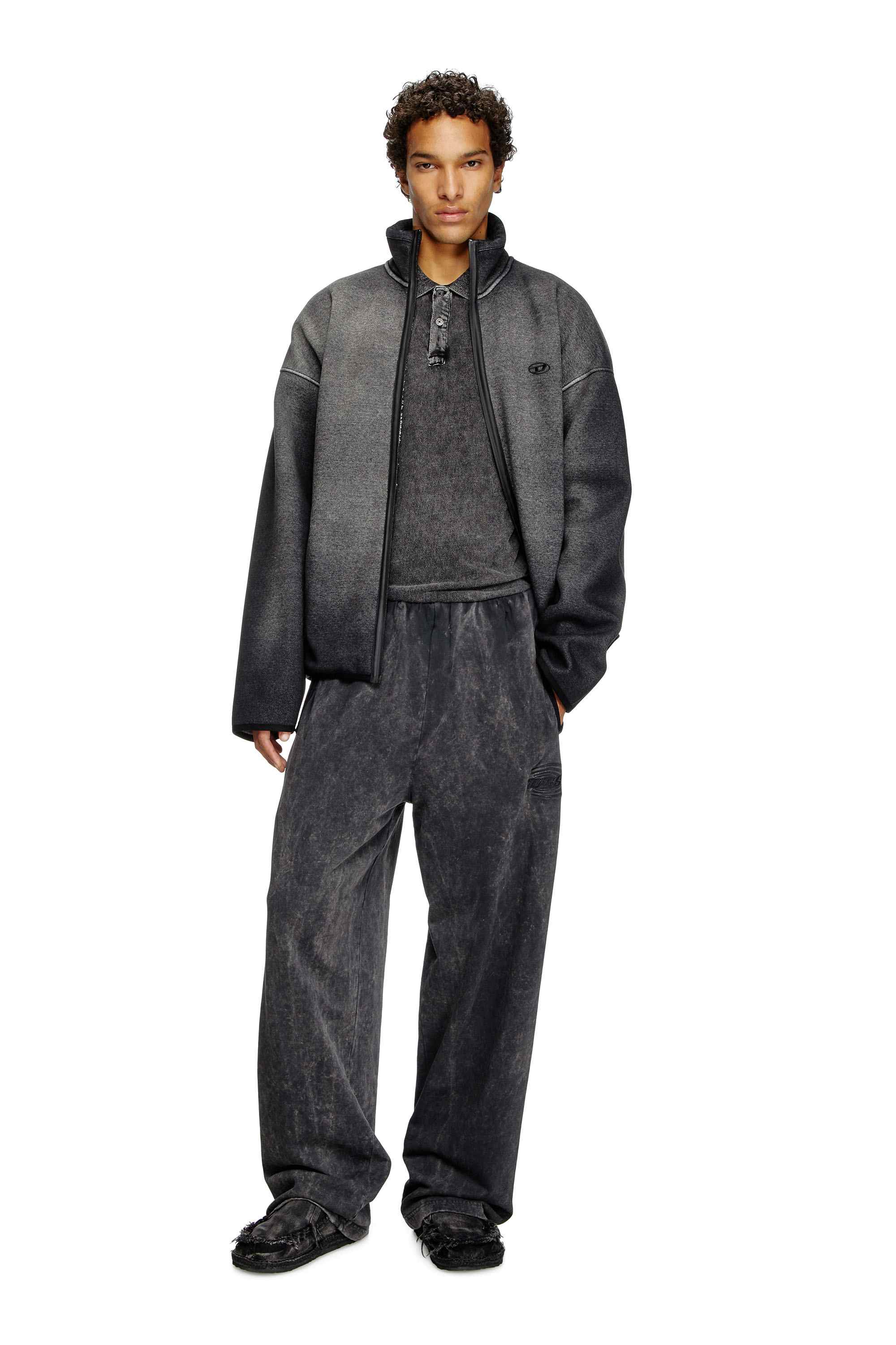 Black Denim-look polo shirt