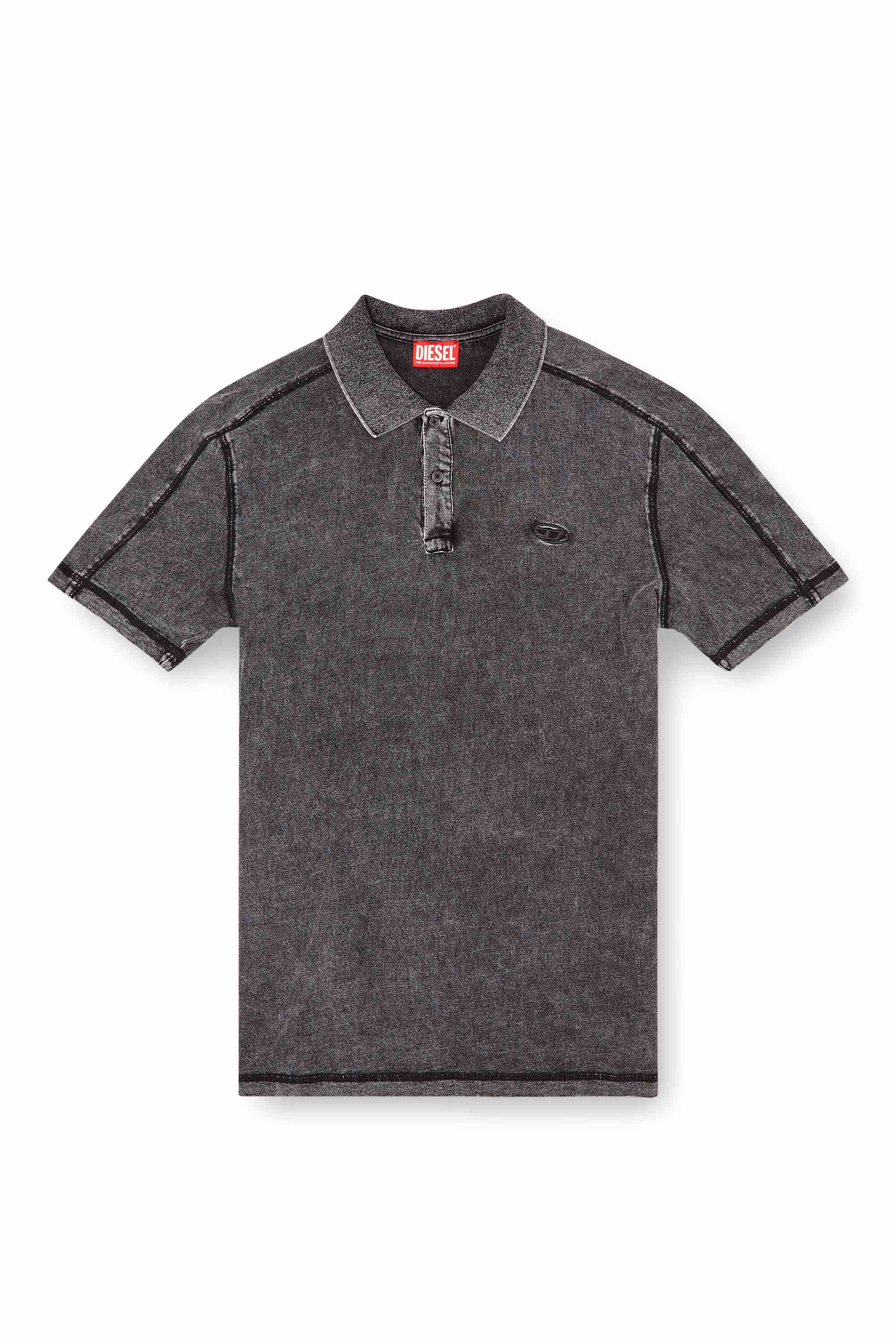 Black Denim-look polo shirt