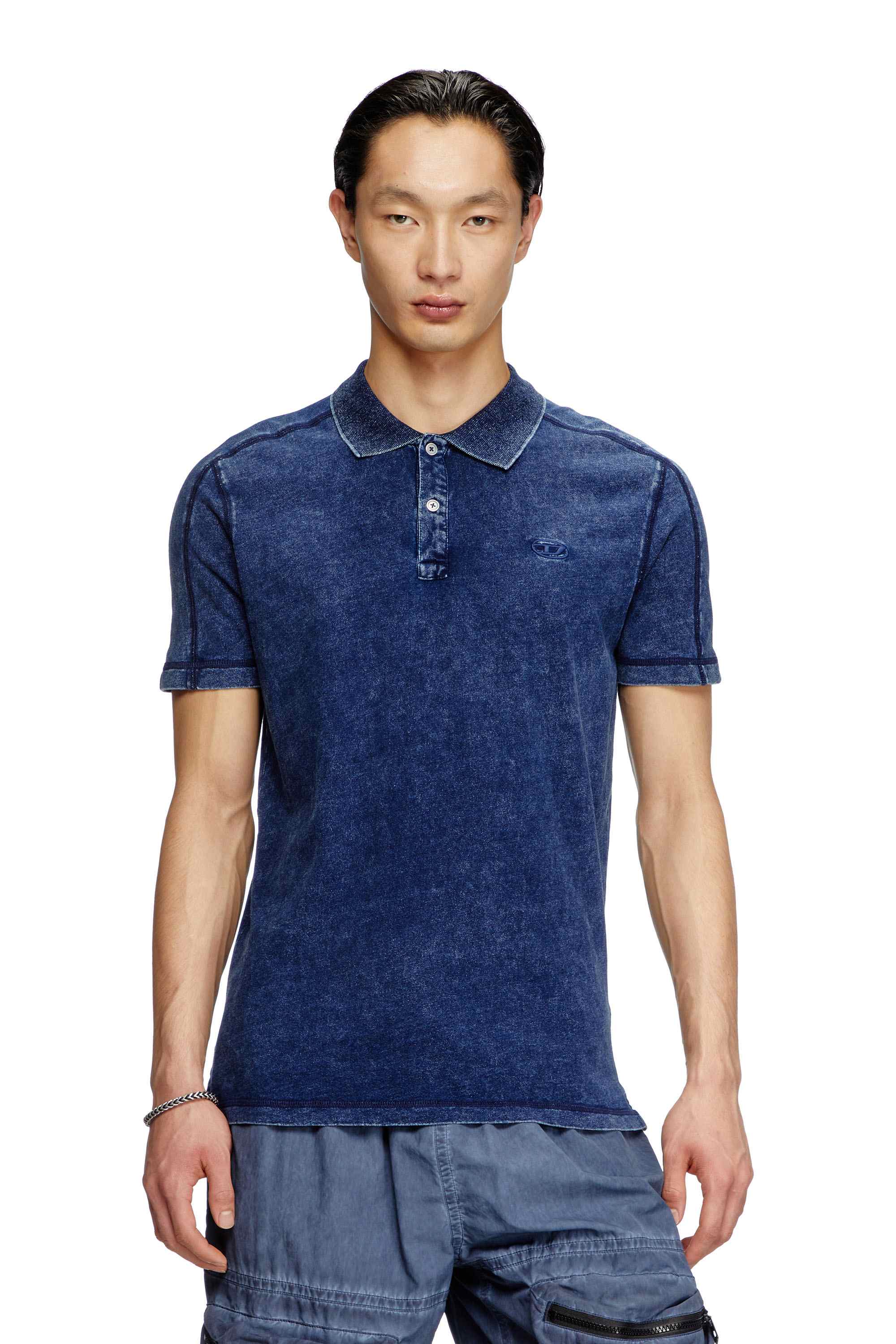 Blue Denim-look polo shirt