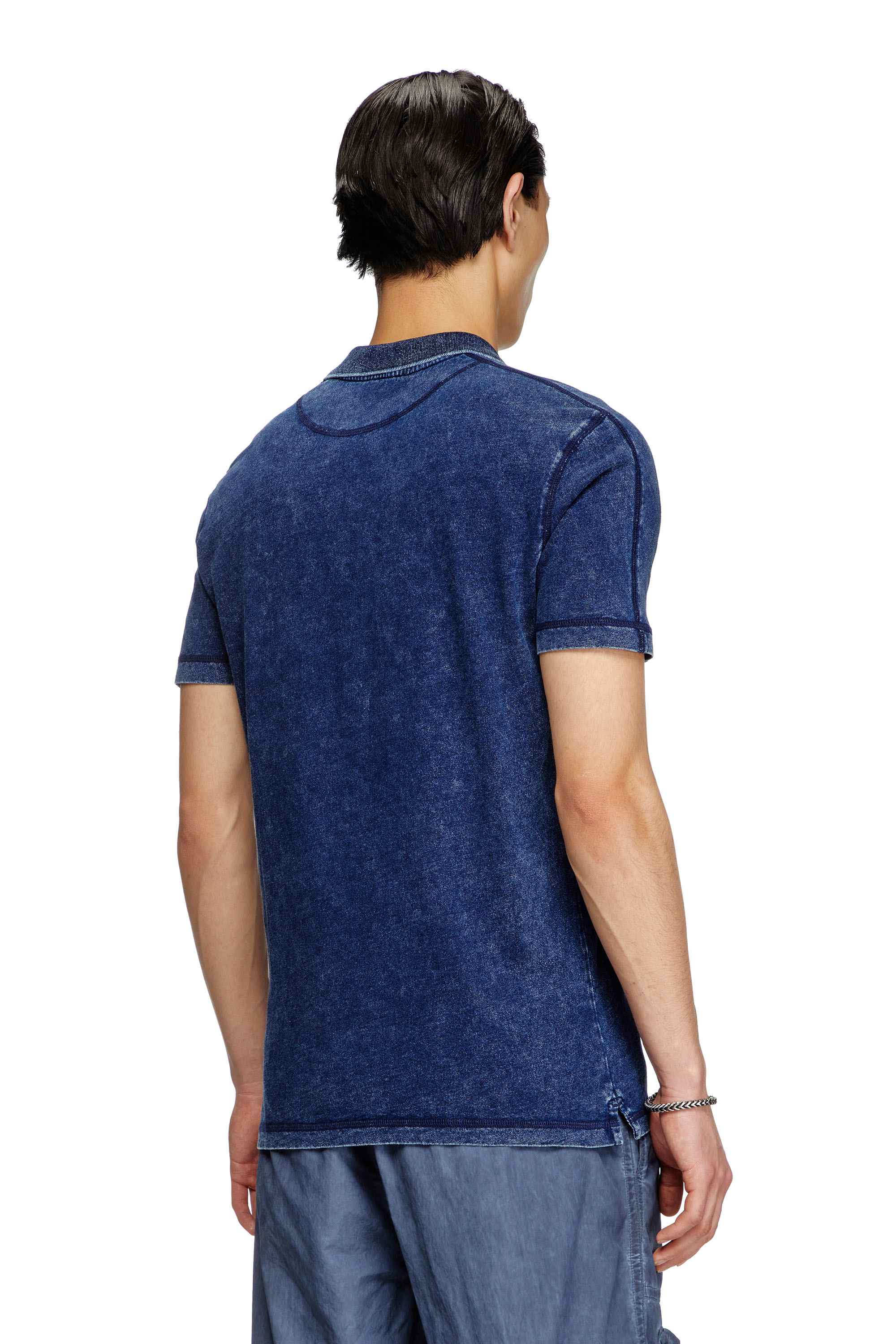 Blue Denim-look polo shirt