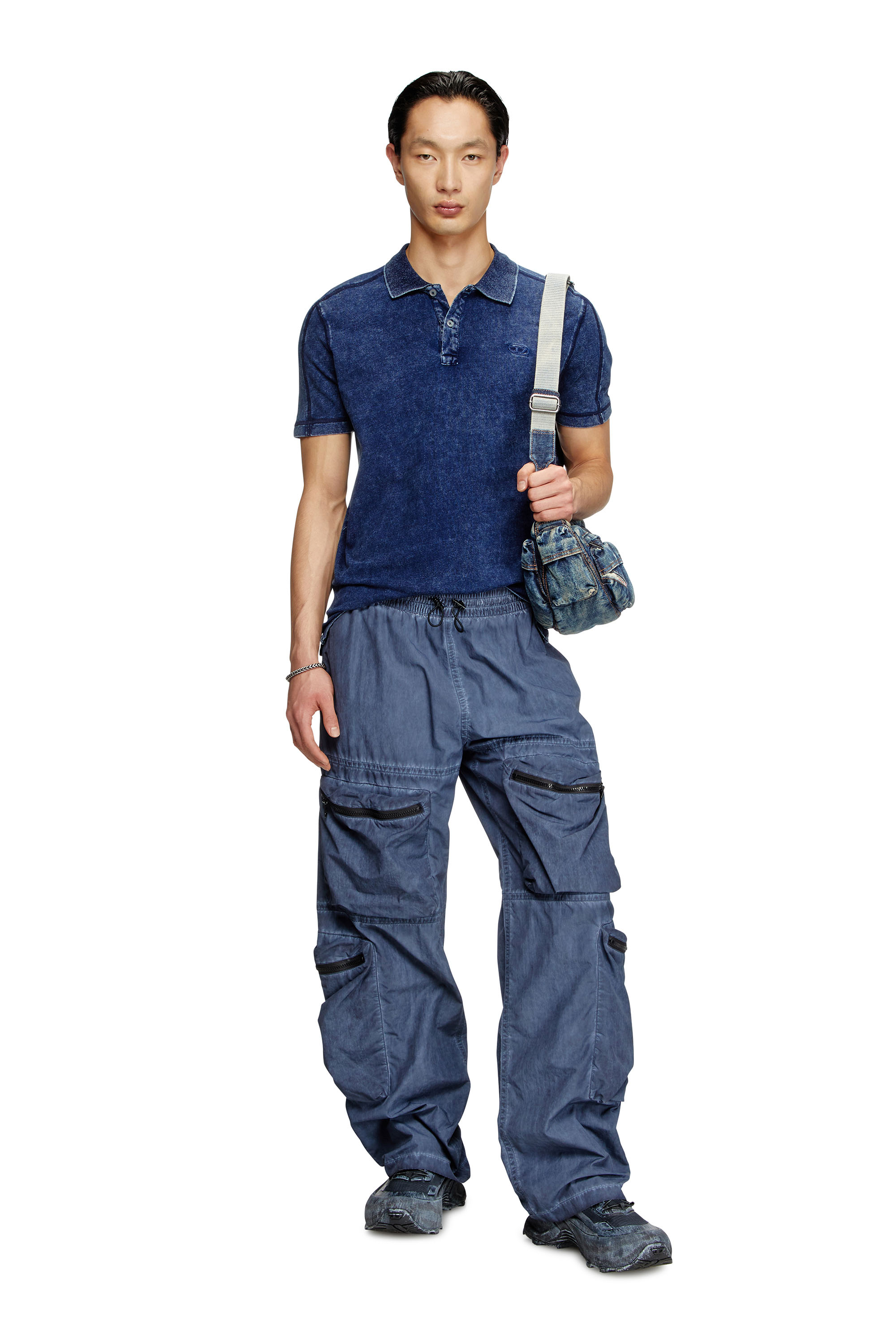 Blue Denim-look polo shirt