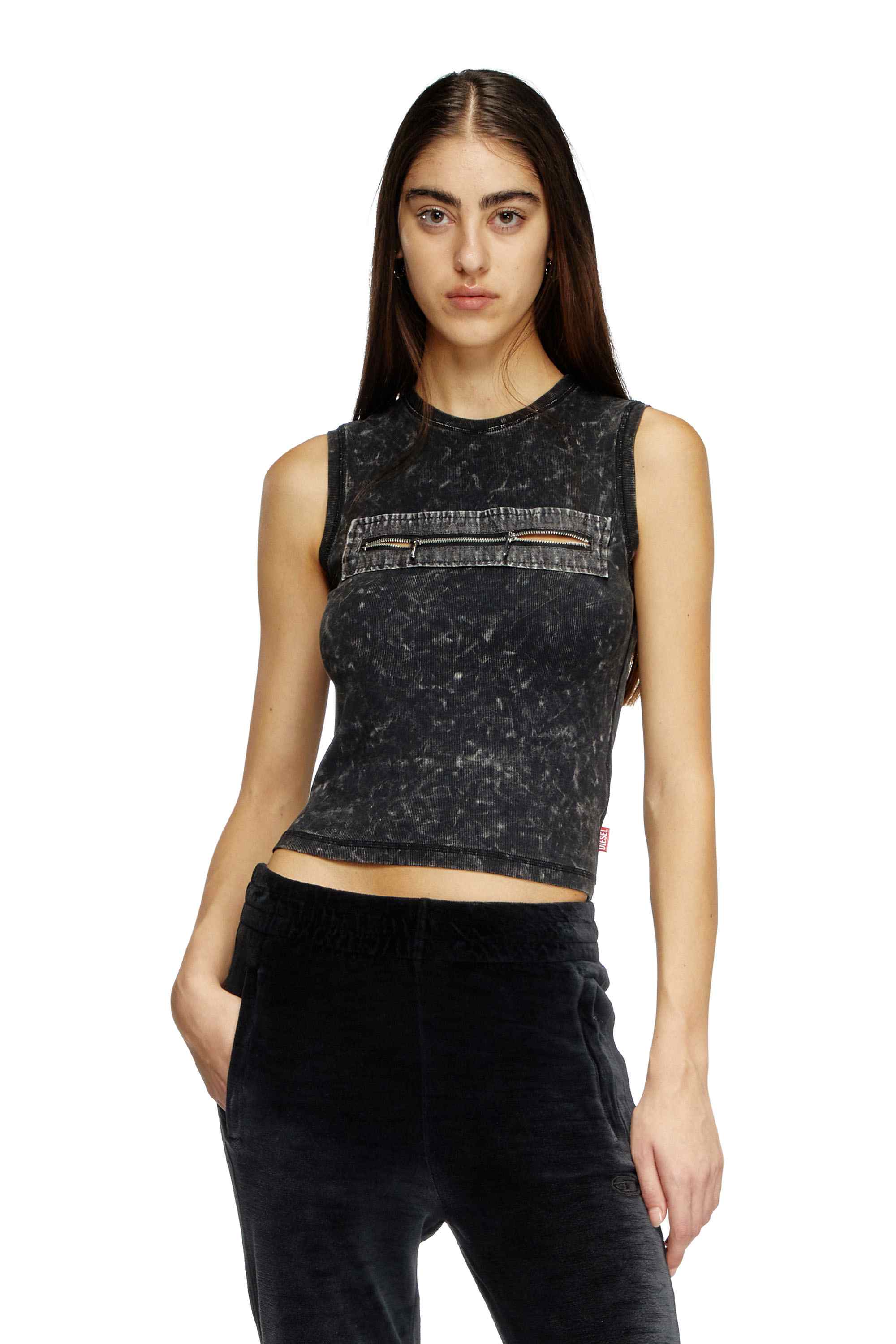 Black Sleeveless top with zip detail